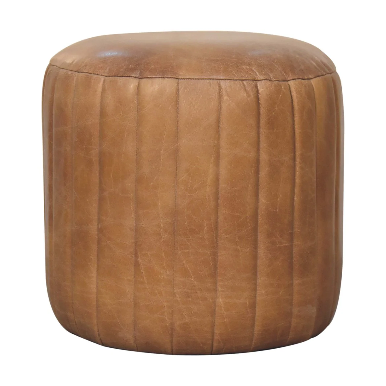 Solid Wood Buffalo Leather Boucle Footstool - Image 5
