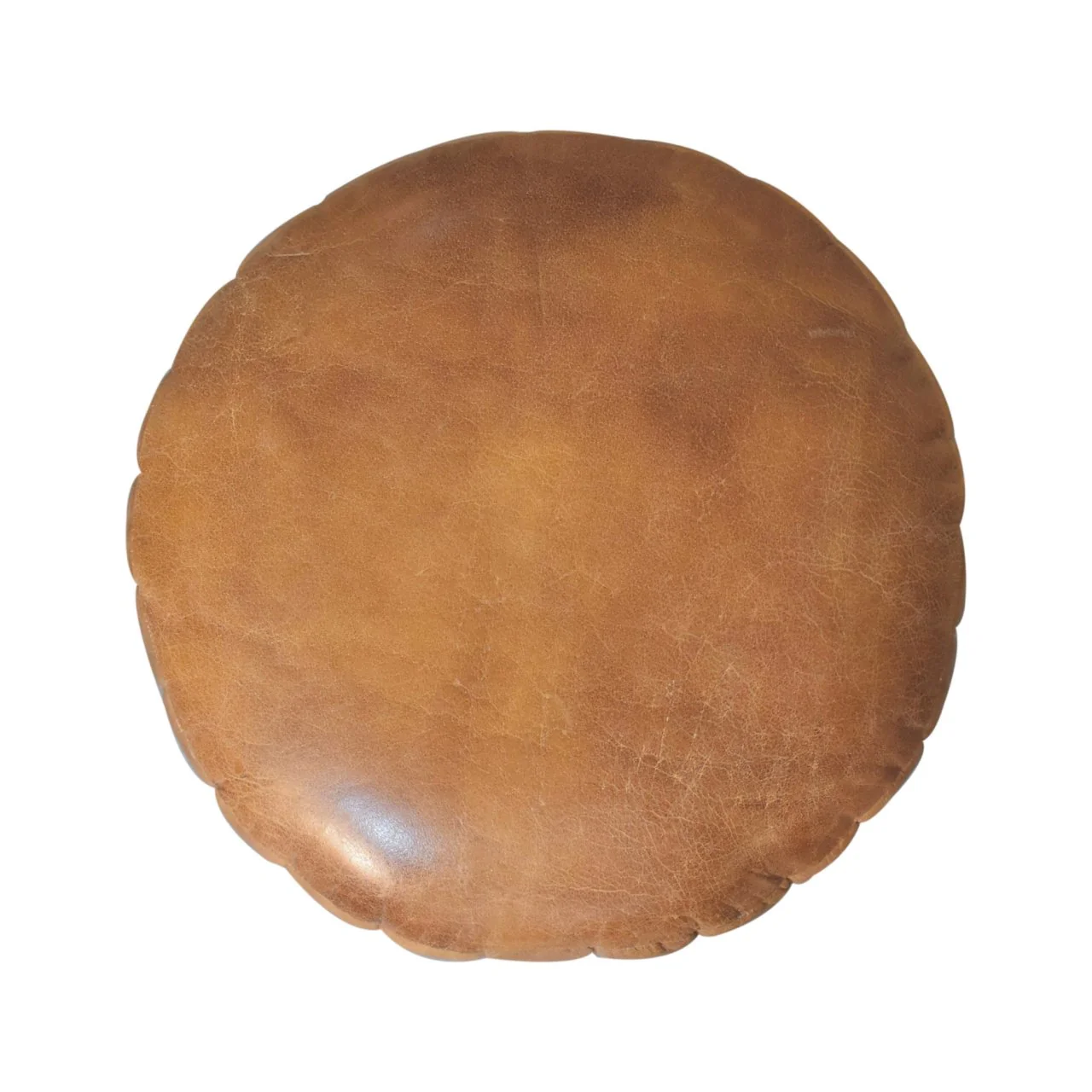 Solid Wood Buffalo Leather Boucle Footstool - Image 6