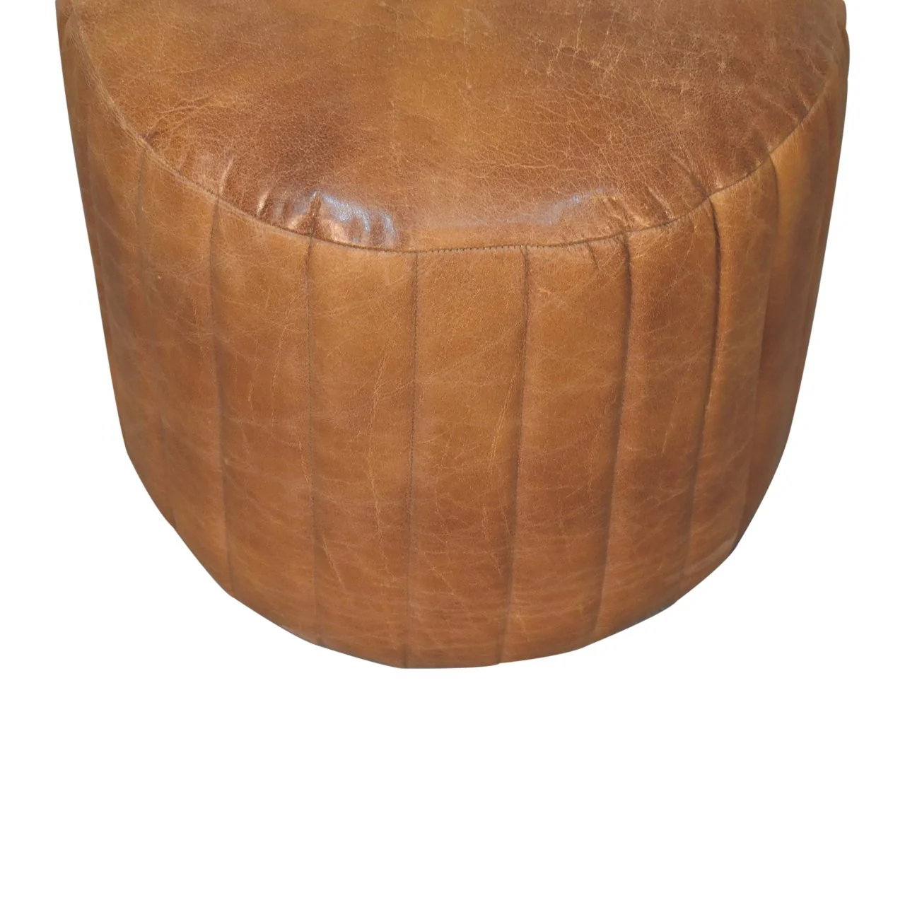 Solid Wood Buffalo Leather Boucle Footstool - Image 8