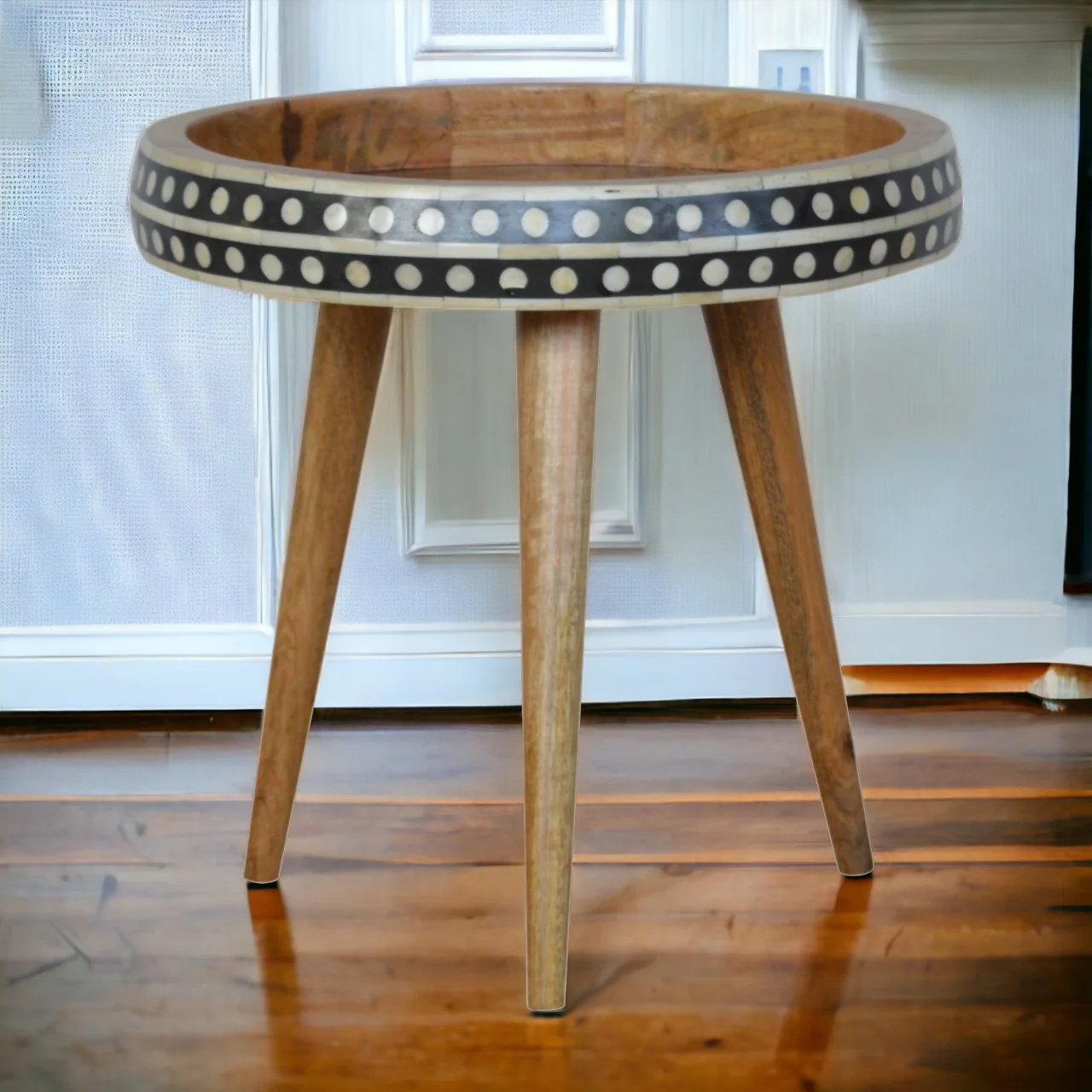 Solid Wood Small Dotted End Table - Image 8