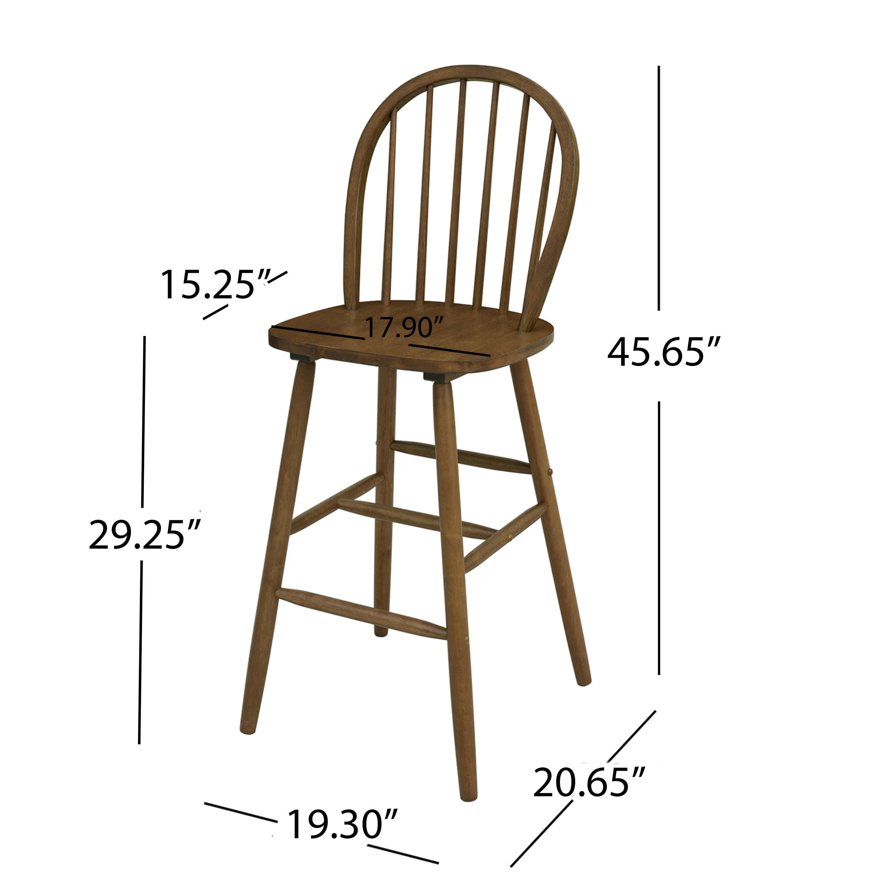 Solid Wood Spindle Back Barstool, Set of 2 - Image 8
