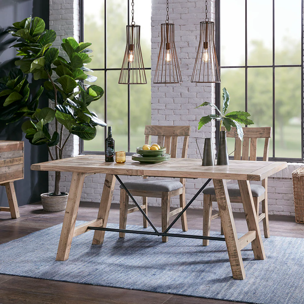 Sonoma Rustic Dining Table with Metal Support - Image 2