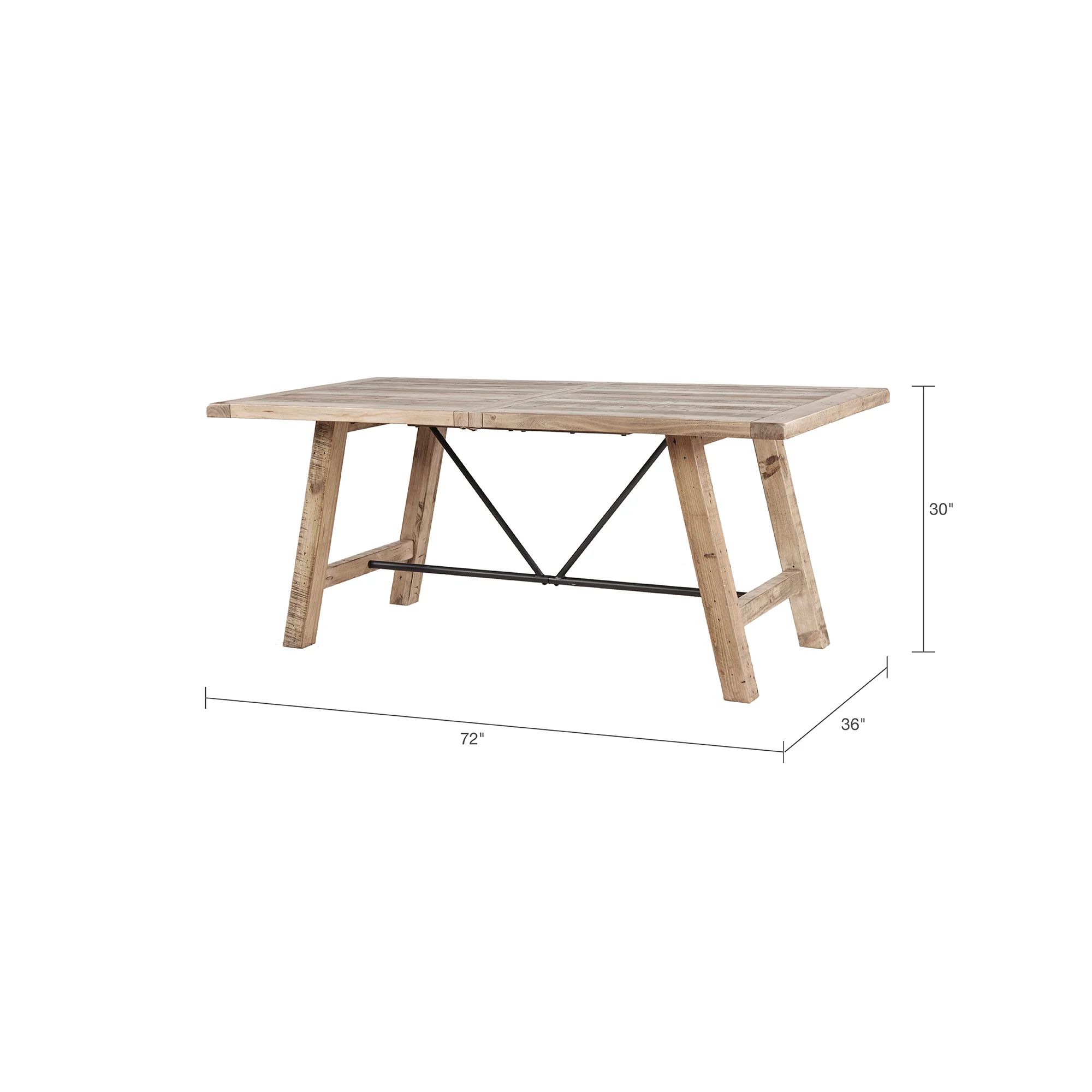 Sonoma Rustic Dining Table with Metal Support - Image 3