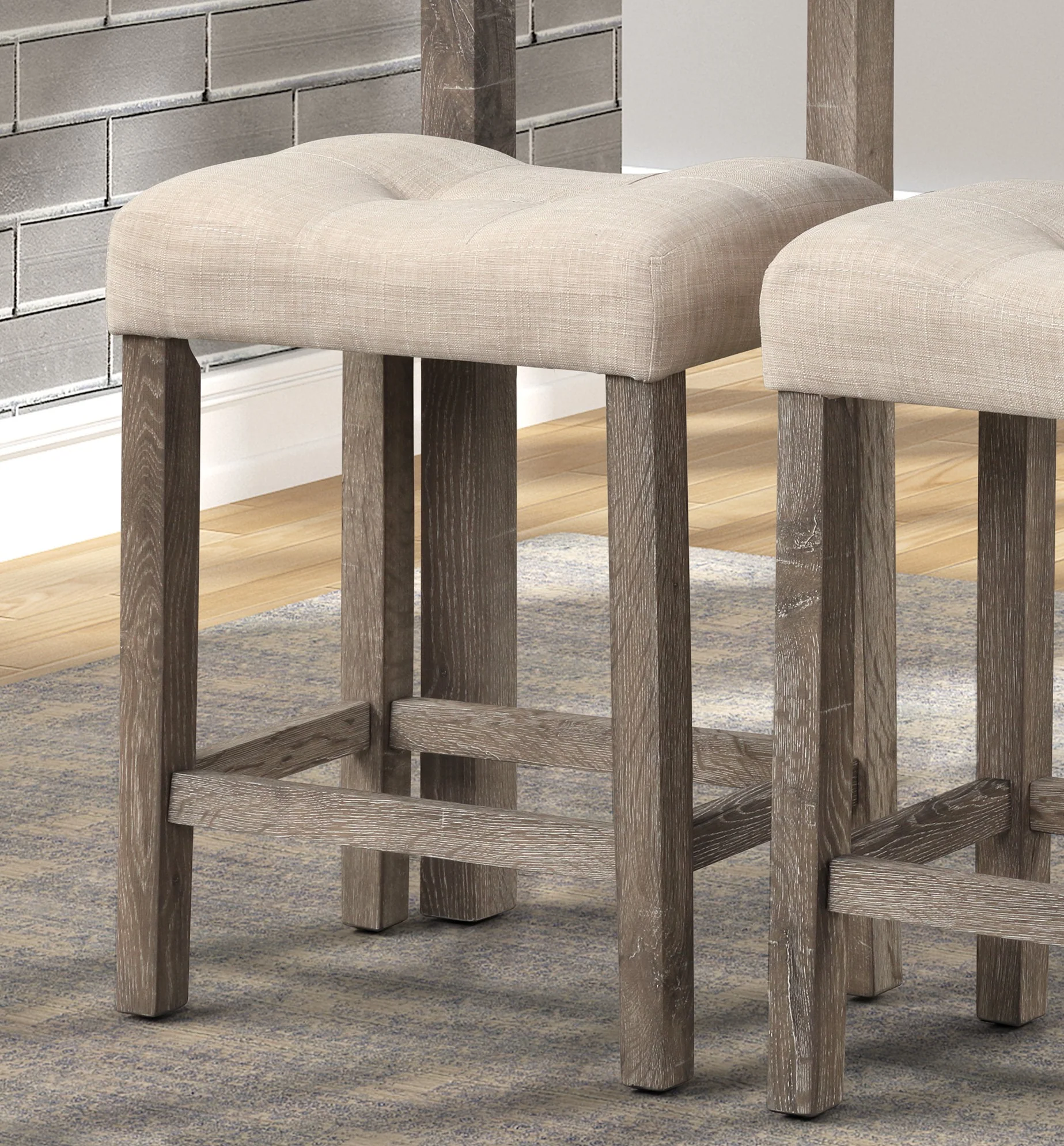 Sora Button Tufted Counter Height Saddle Stool, Set of 2 - Image 3