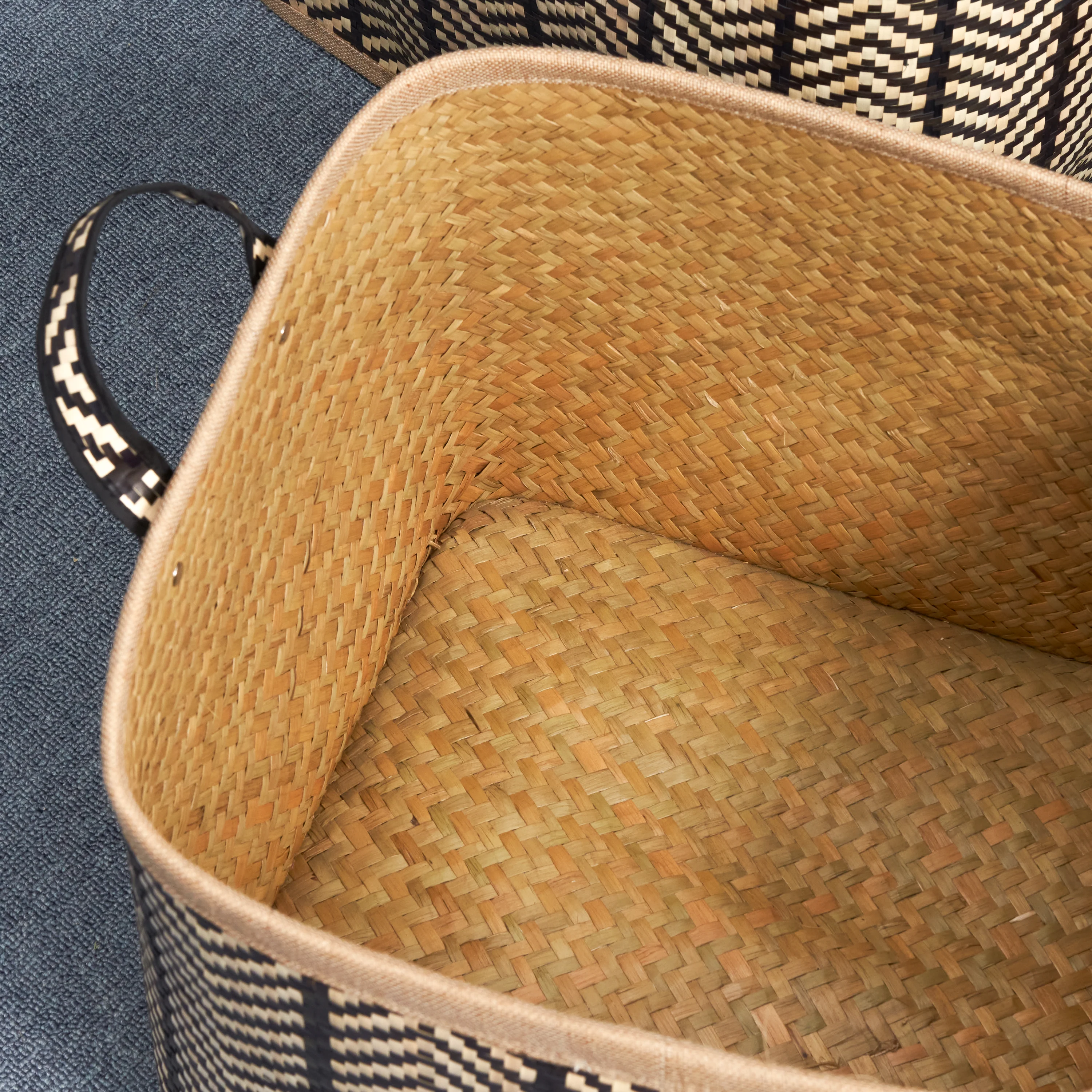 Square Palm Leaf Woven Wicker Storage Basket, Set of 2 - Image 7