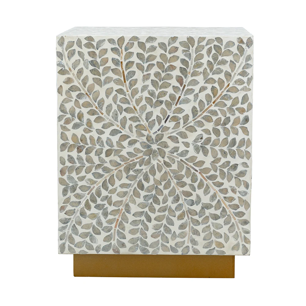 Square White Capiz Side Table - Image 3