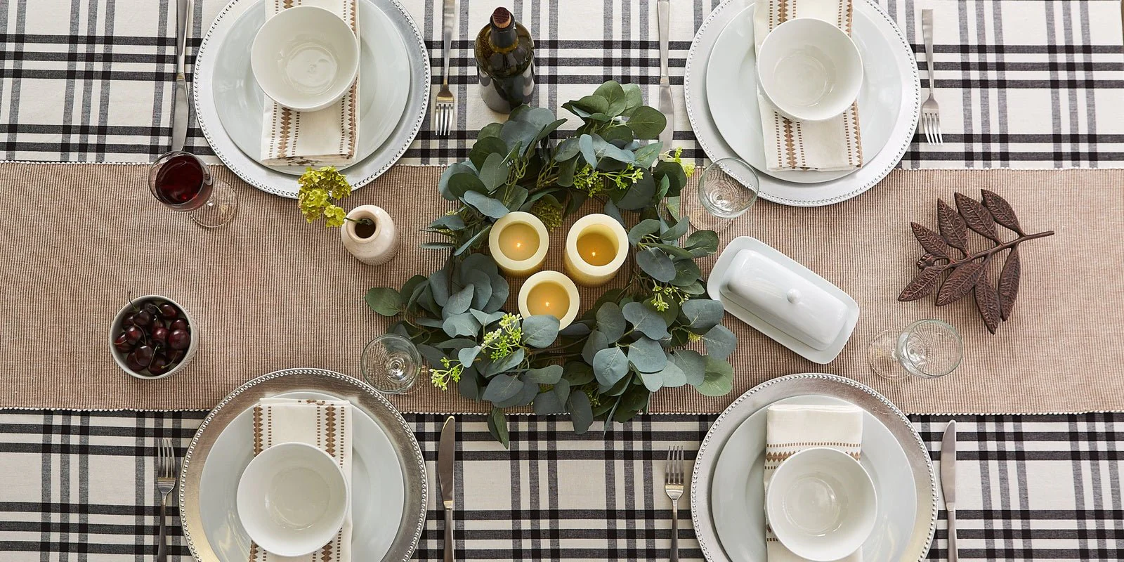 Stone & White 2-Tone Ribbed 13"X108" Table Runner - Image 7