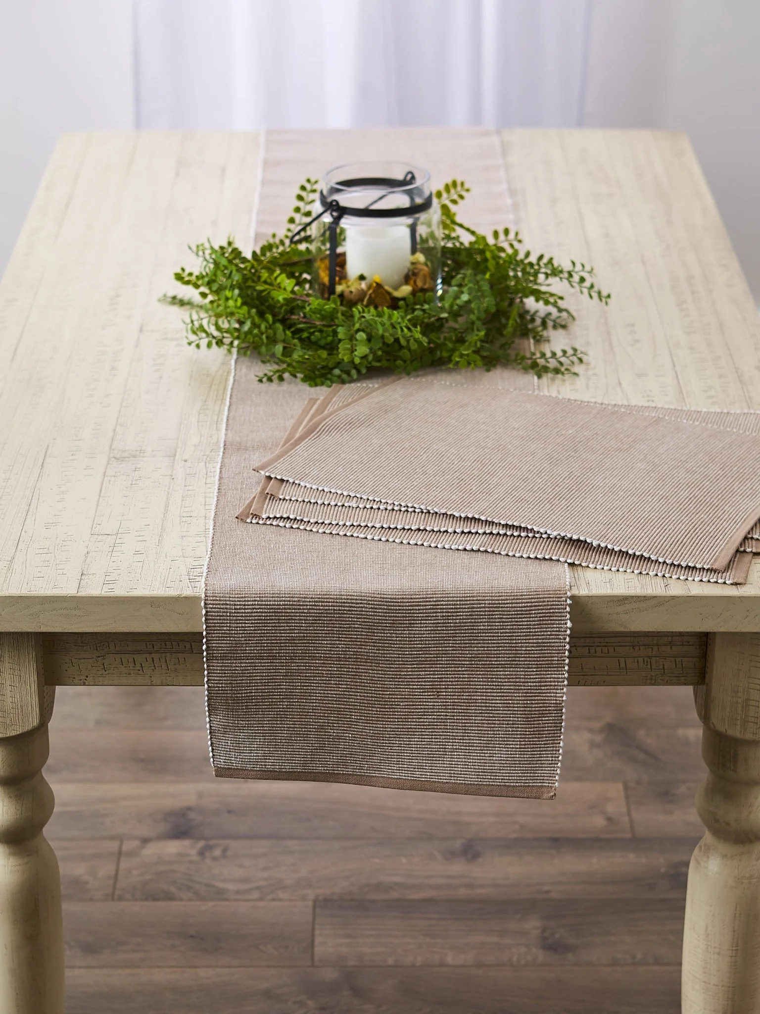 Stone/White 2-Tone Ribbed Table Runner 13X72 - Image 8
