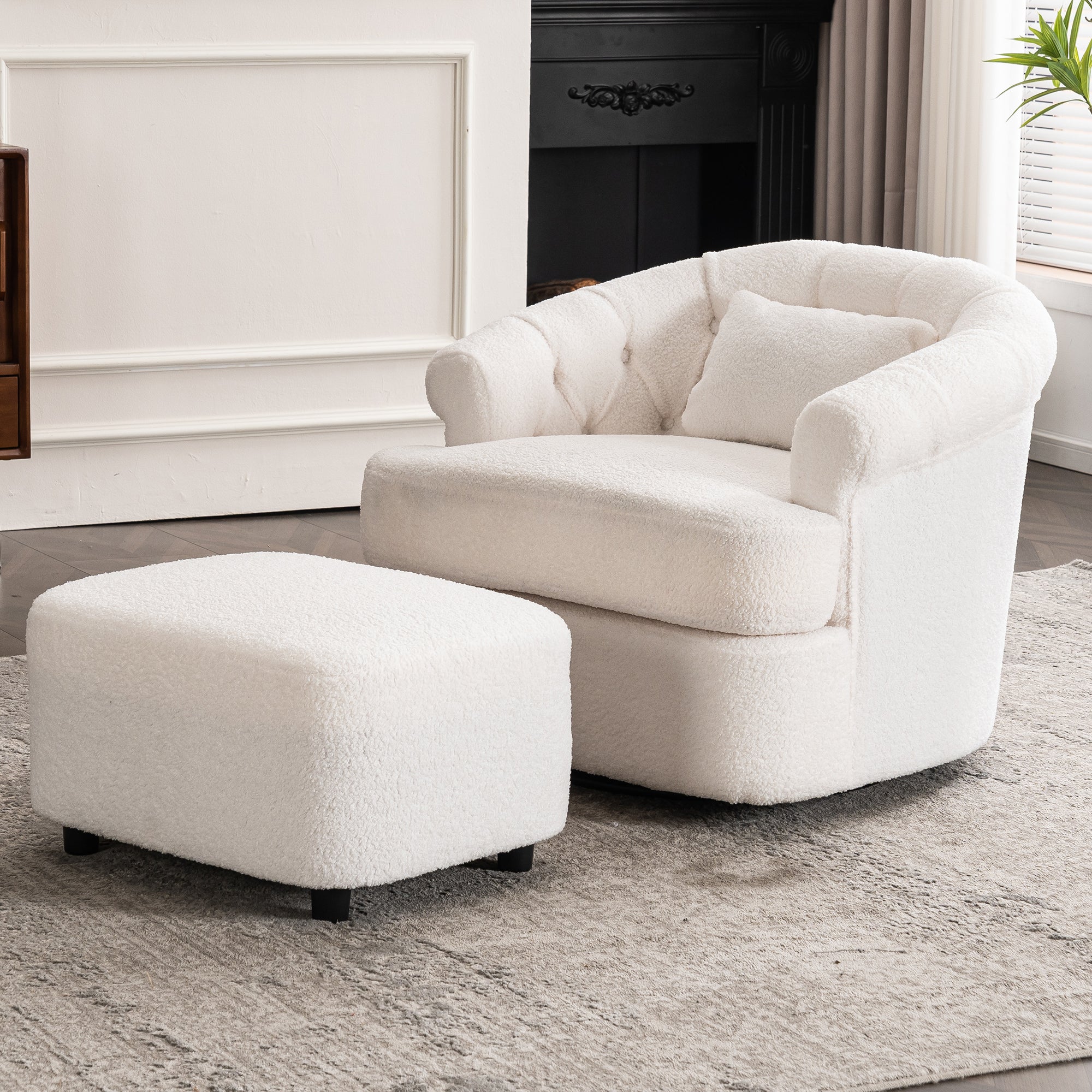 Swivel Barrel Chair with Ottoman - Image 11