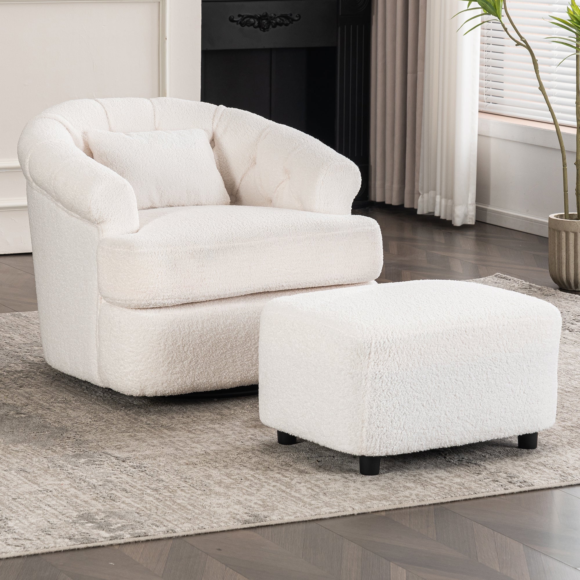 Swivel Barrel Chair with Ottoman - Image 2
