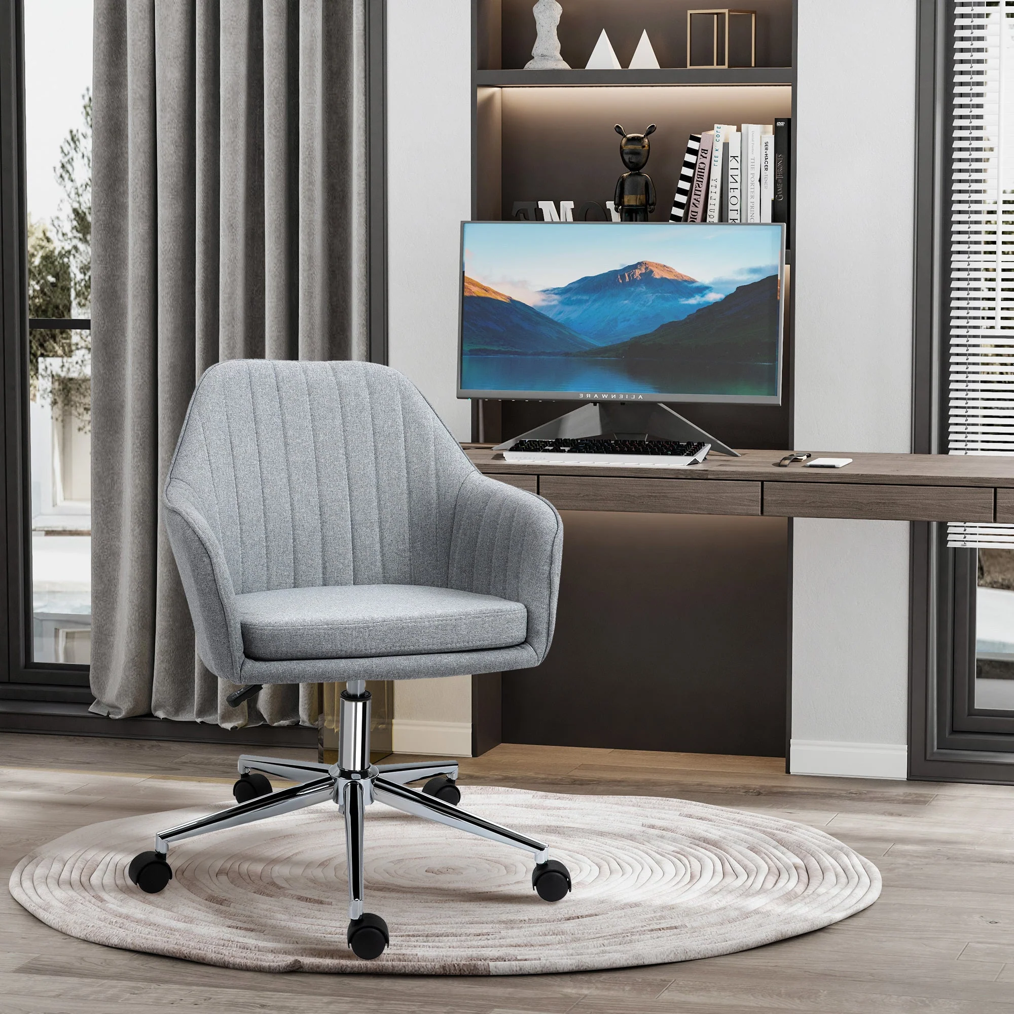 Swivel Desk Chair with Tub Shape Design & Lined Pattern Back - Image 10