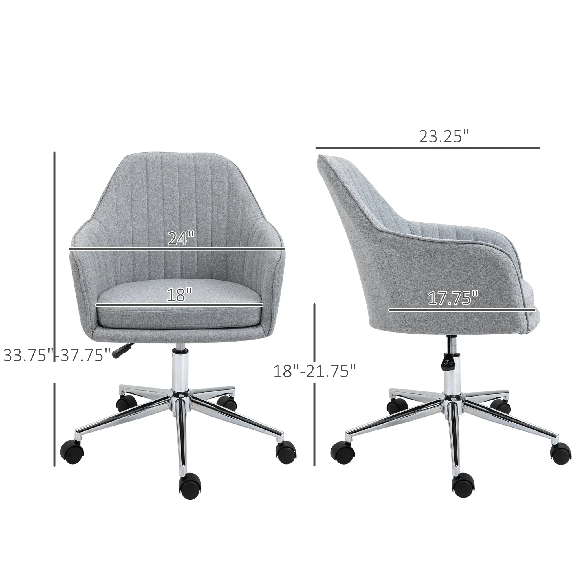 Swivel Desk Chair with Tub Shape Design & Lined Pattern Back - Image 11