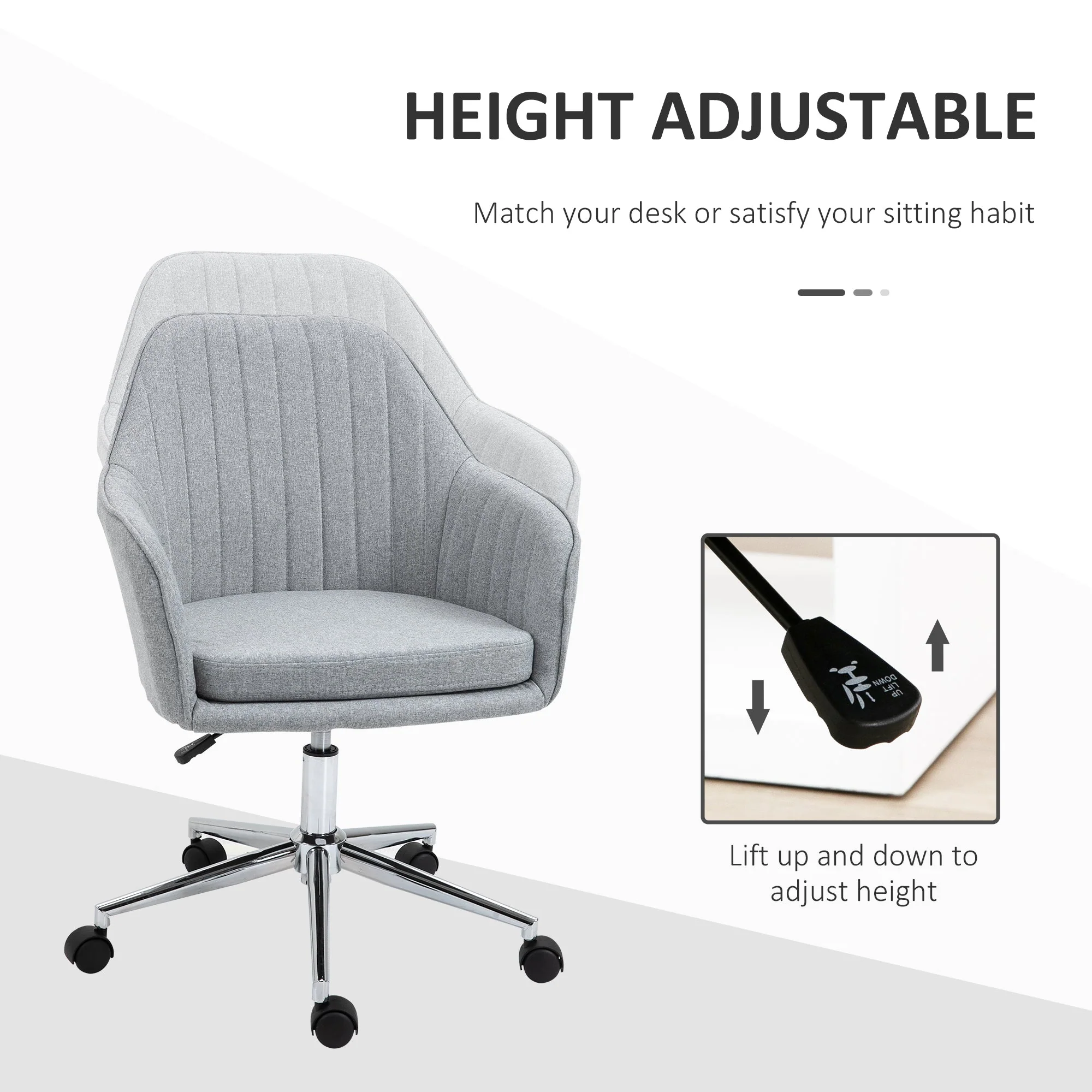 Swivel Desk Chair with Tub Shape Design & Lined Pattern Back - Image 12