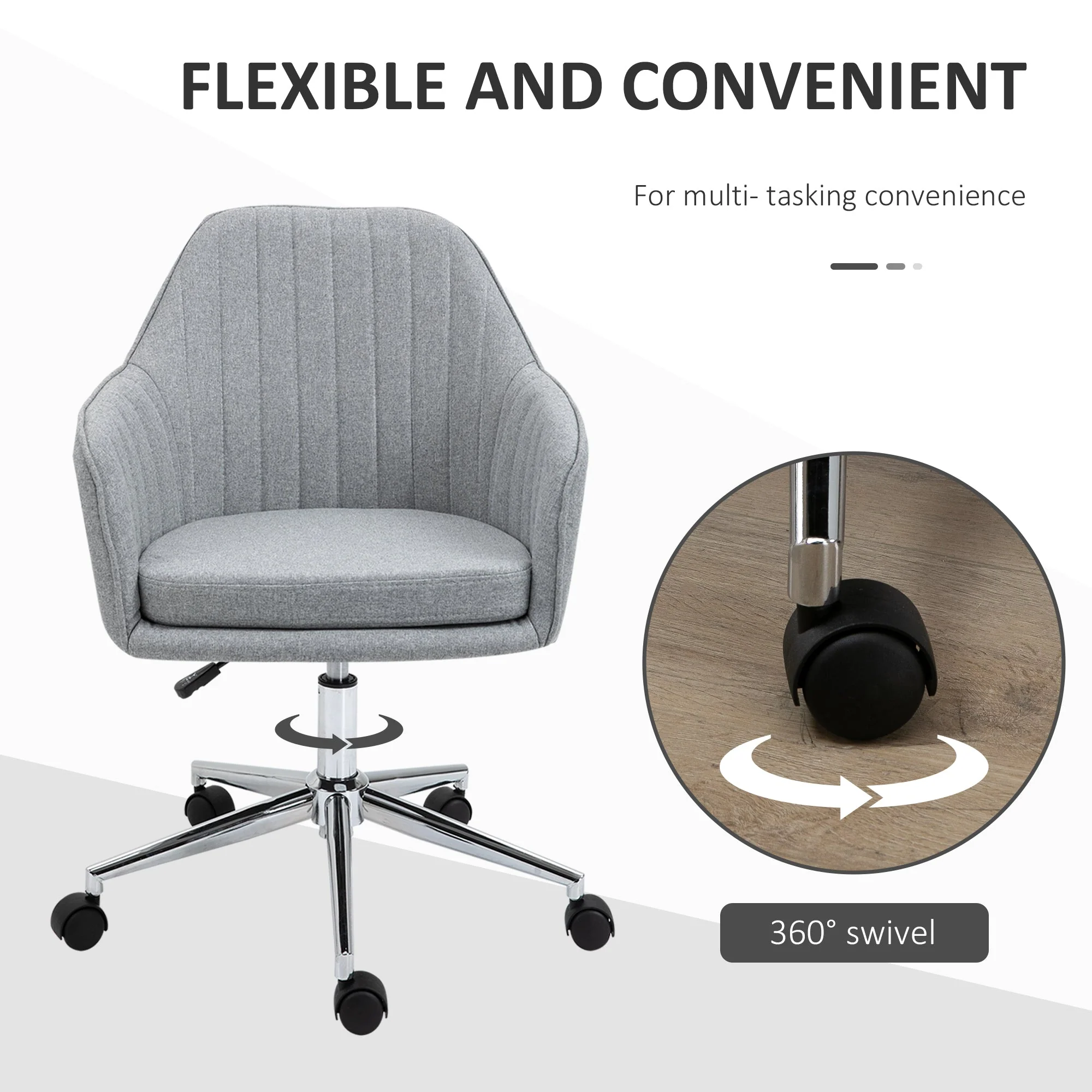 Swivel Desk Chair with Tub Shape Design & Lined Pattern Back - Image 13