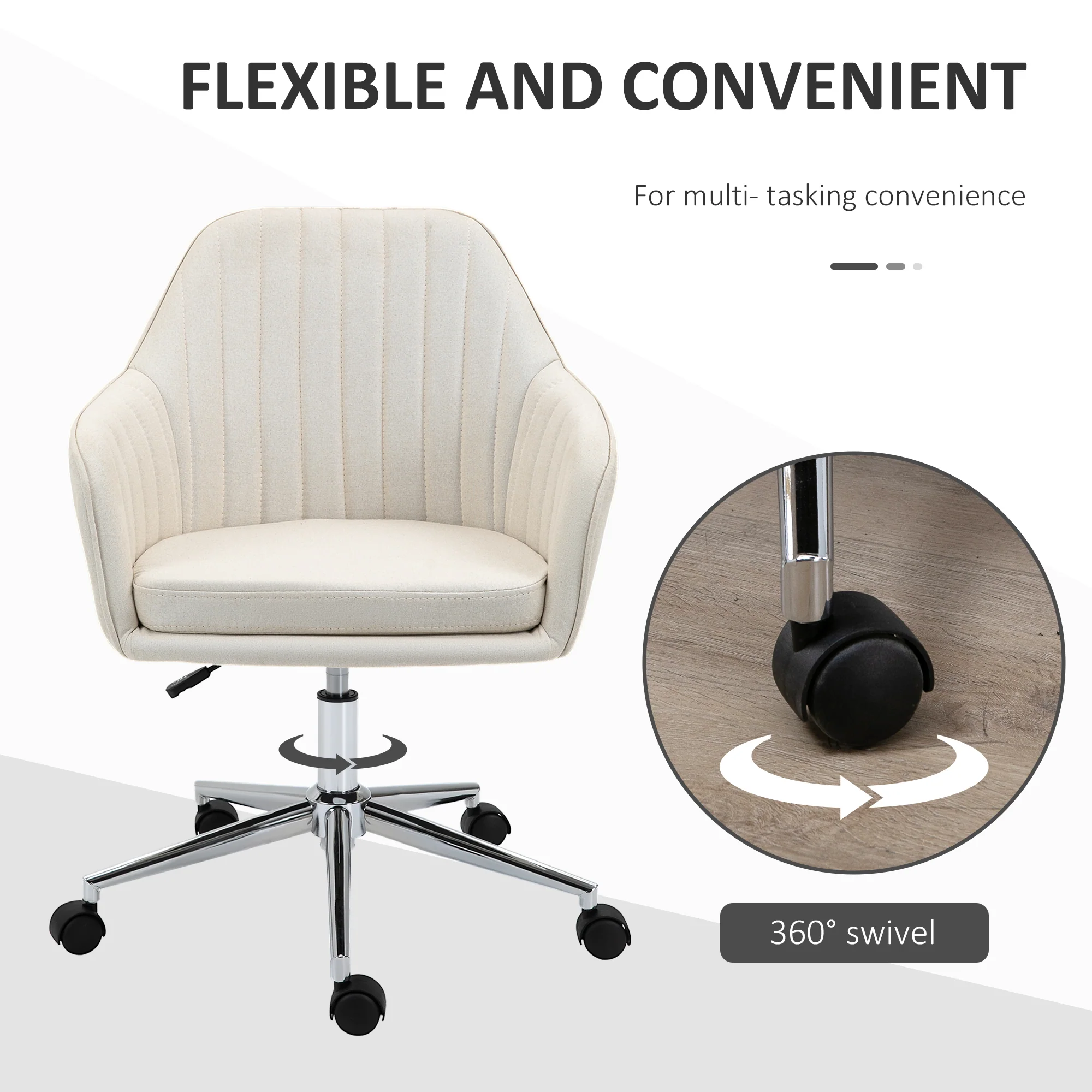 Swivel Desk Chair with Tub Shape Design & Lined Pattern Back - Image 5