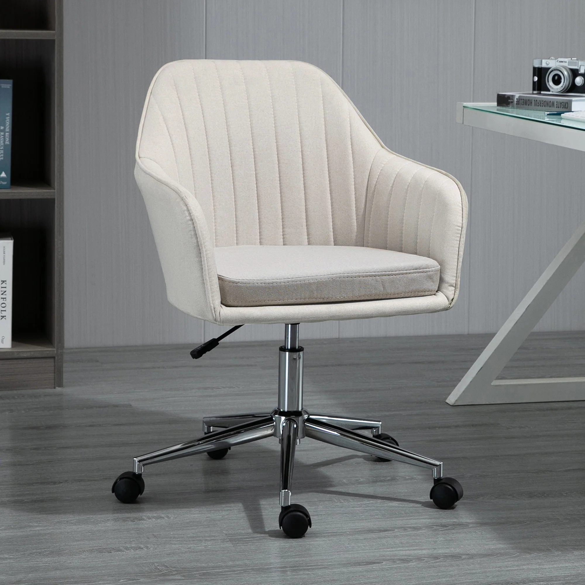 Swivel Desk Chair with Tub Shape Design & Lined Pattern Back - Image 6