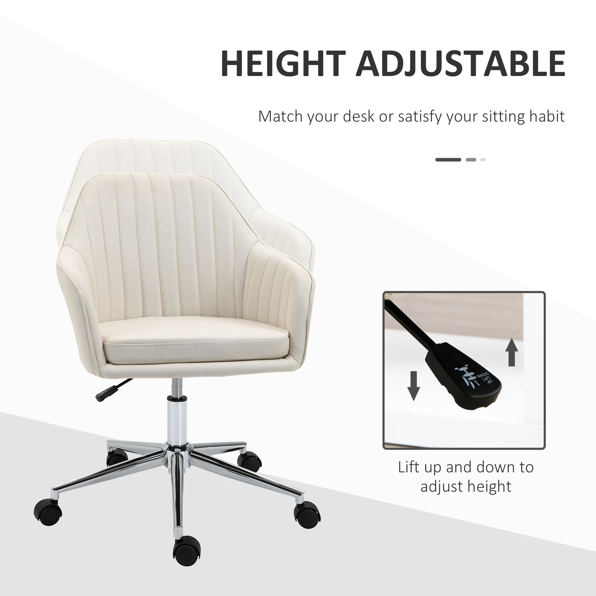 Swivel Desk Chair with Tub Shape Design & Lined Pattern Back - Image 8