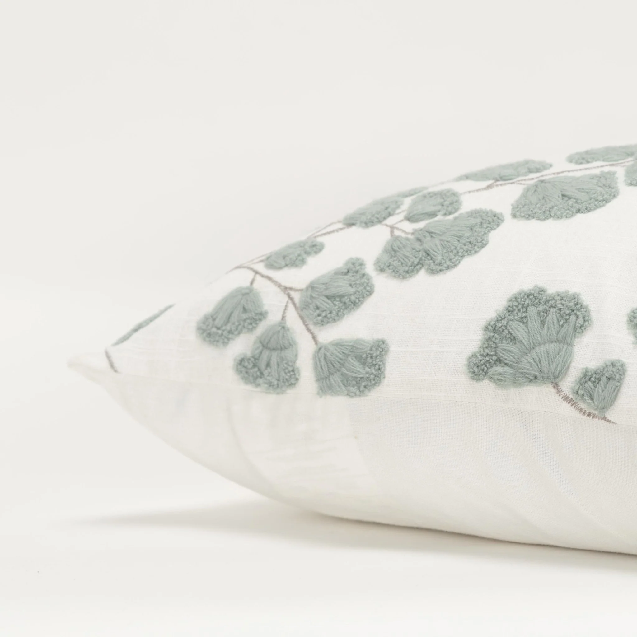 Embroidered Cotton Botanical  Decorative Throw Pillow - Image 10