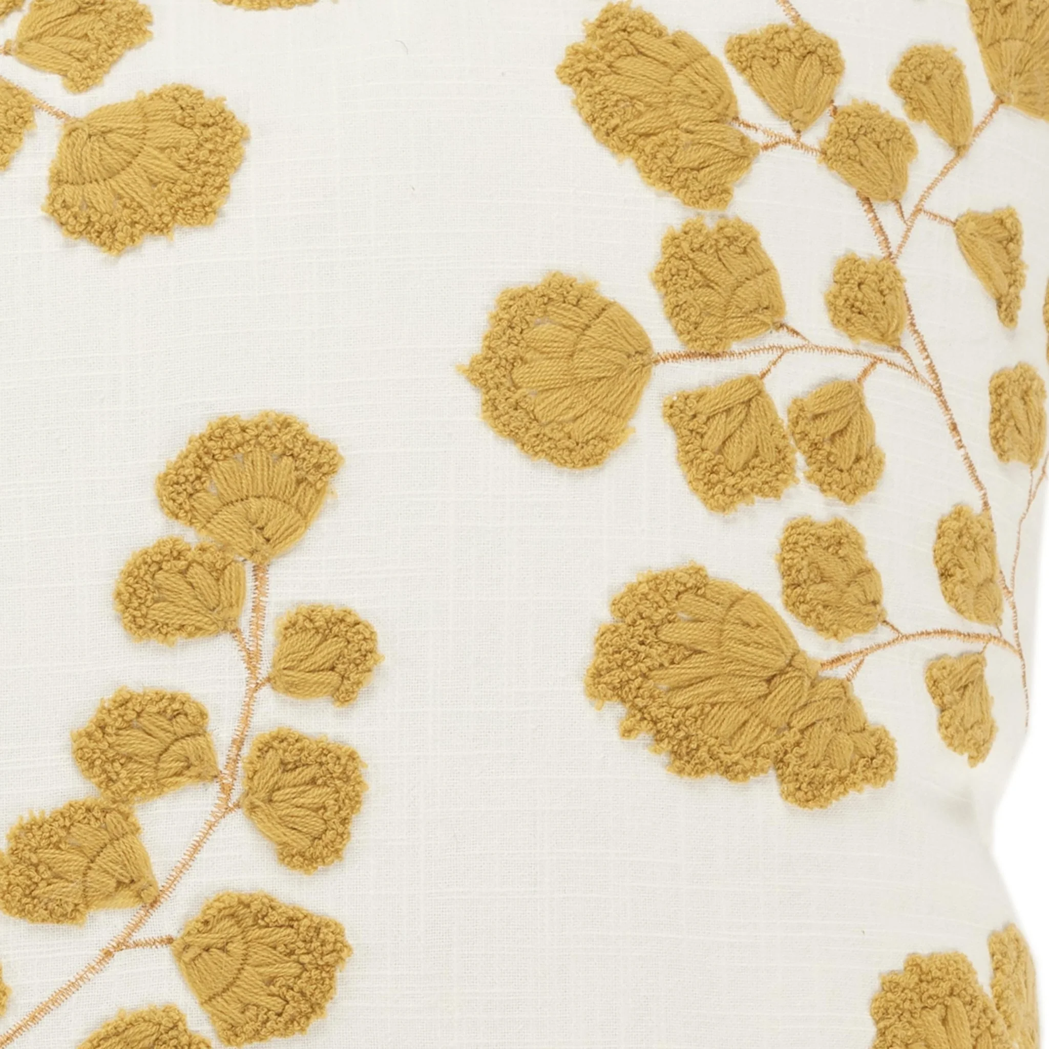Embroidered Cotton Botanical  Decorative Throw Pillow - Image 3