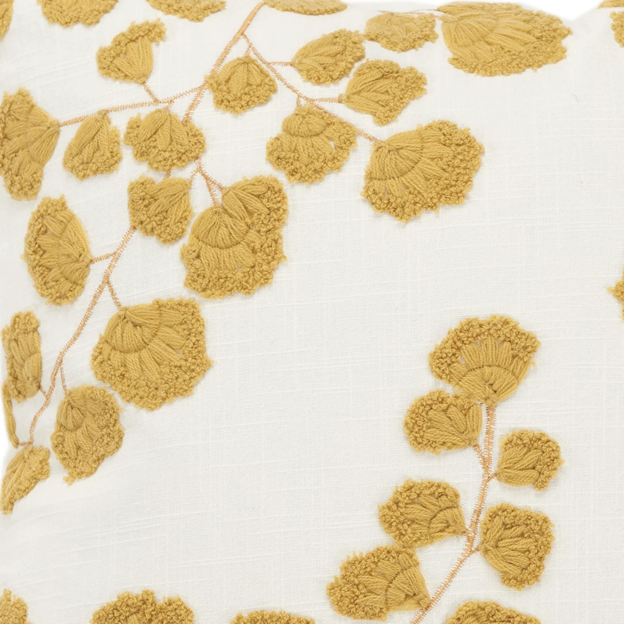 Embroidered Cotton Botanical  Decorative Throw Pillow - Image 4