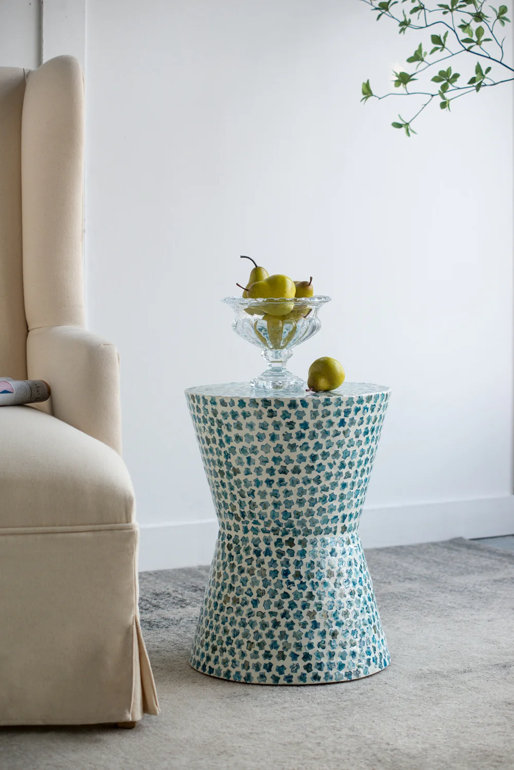 Tapered Round Capiz Side Table