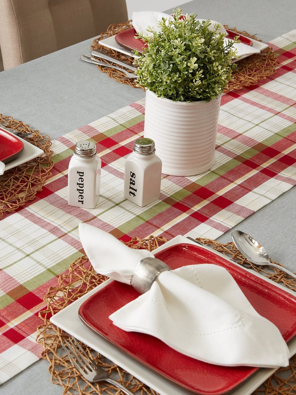 Taupe Woven Paper Round Placemats, Set Of 6 - Image 9