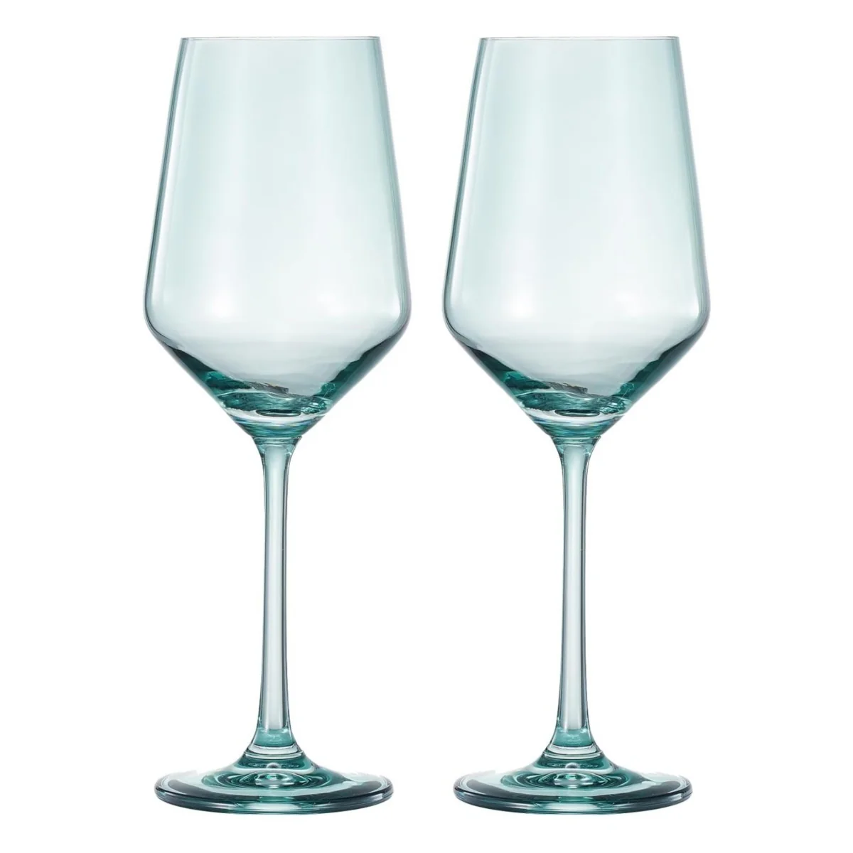 Teal Colored Crystal Wine Glasses Set of 2