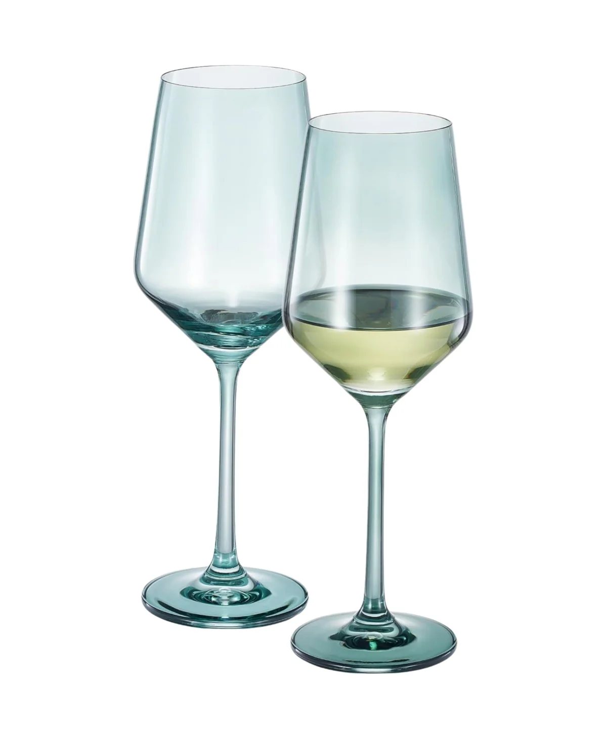 Teal Colored Crystal Wine Glasses Set of 2 - Image 3