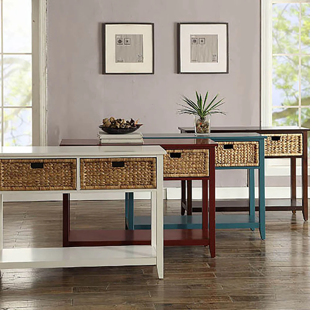 Teal Console Table with Bottom Shelf - Image 5