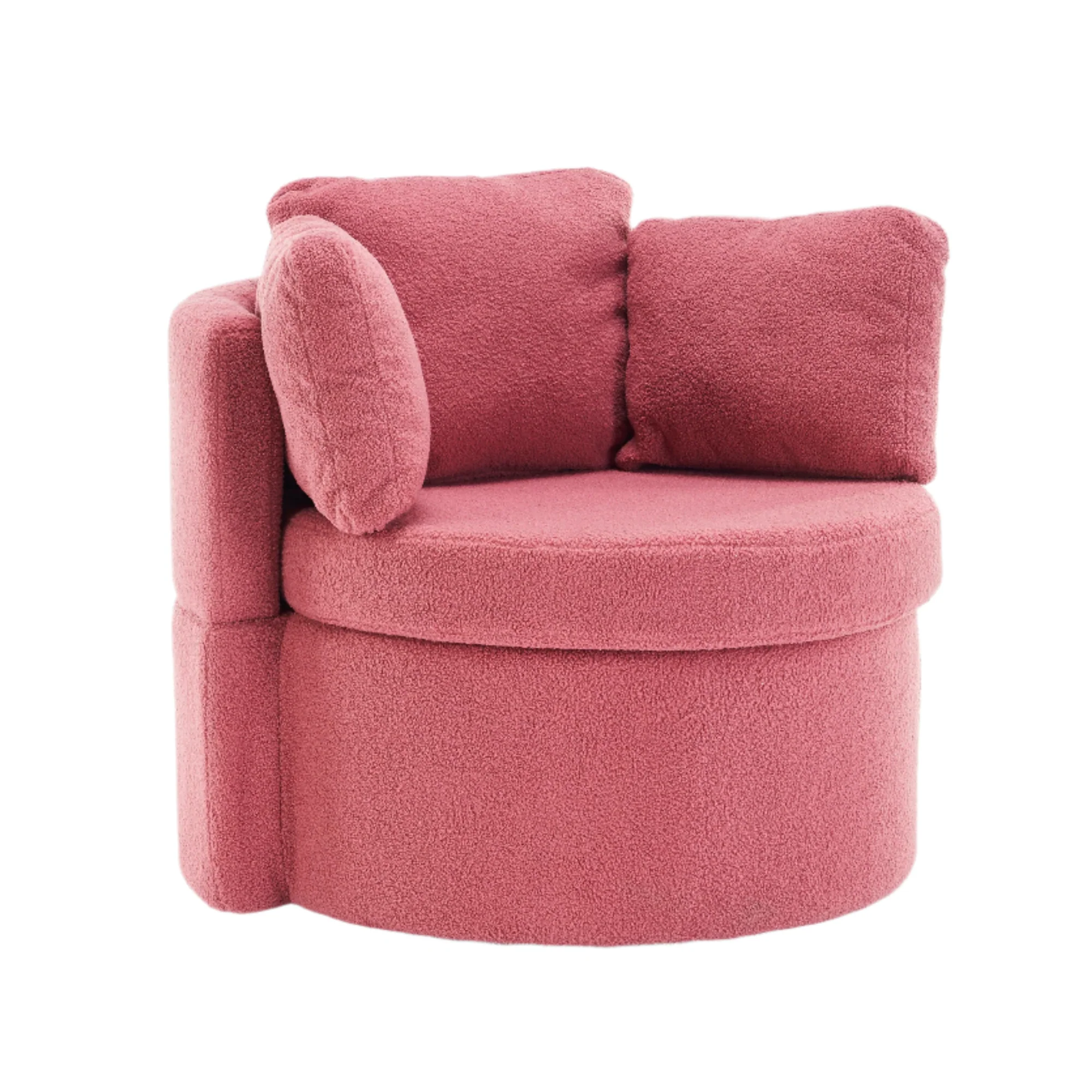 Teddy Fabric Swivel And Storage Chair With Back Cushion - Image 18