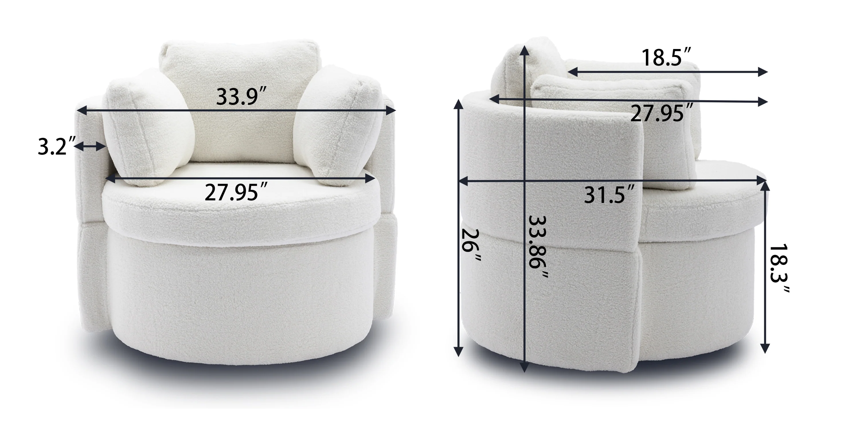 Teddy Fabric Swivel And Storage Chair With Back Cushion - Image 31