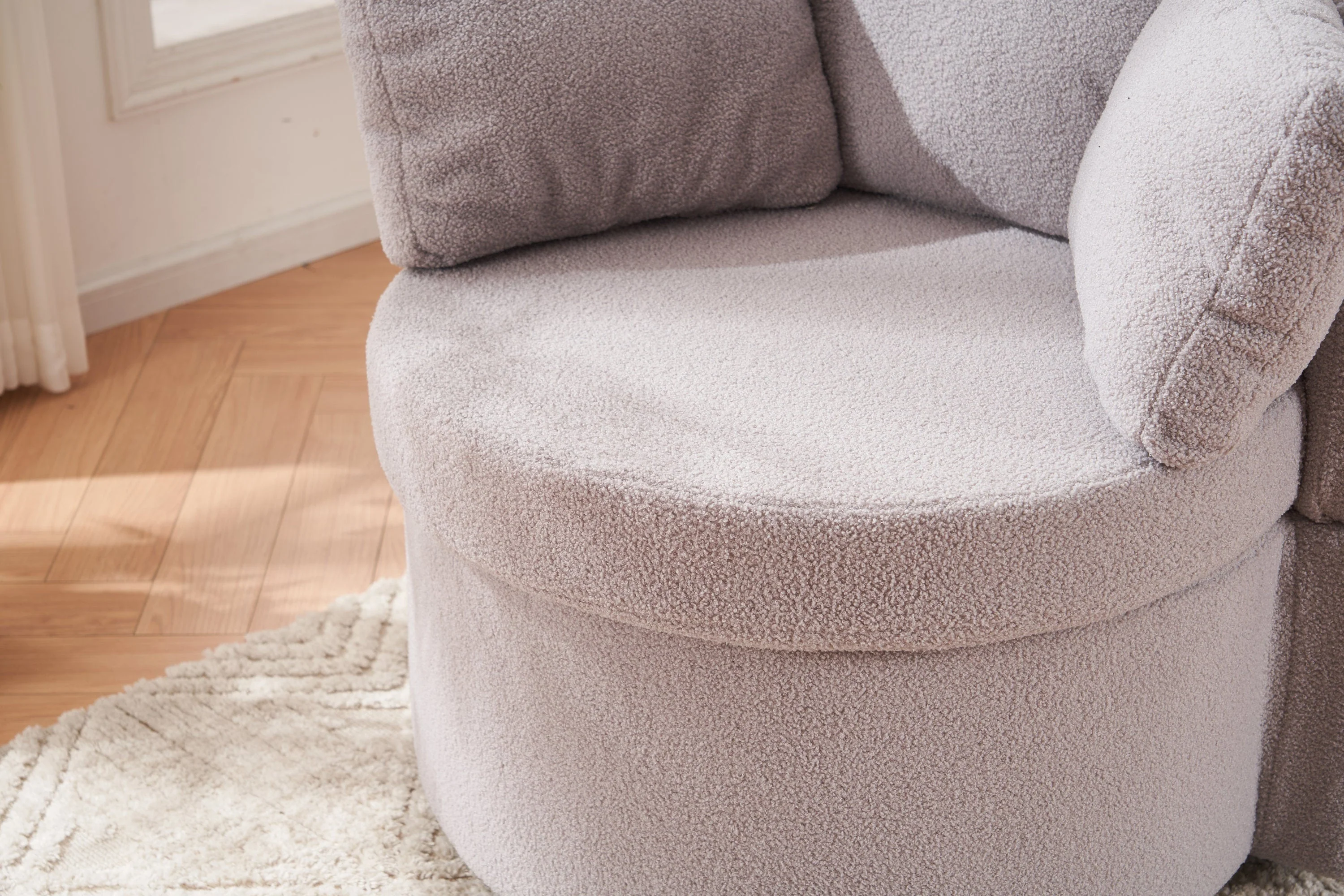 Teddy Fabric Swivel And Storage Chair With Back Cushion - Image 34