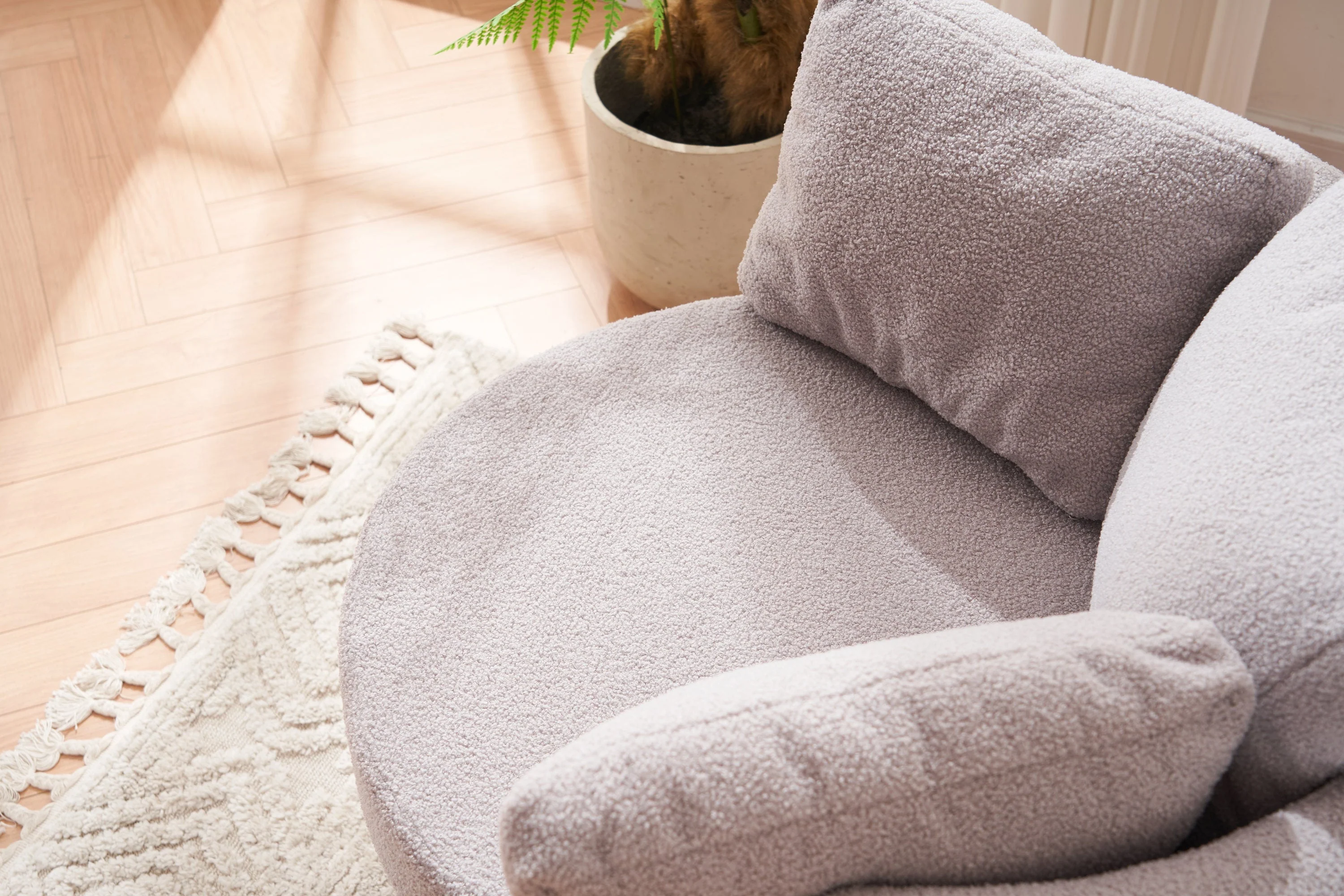 Teddy Fabric Swivel And Storage Chair With Back Cushion - Image 35