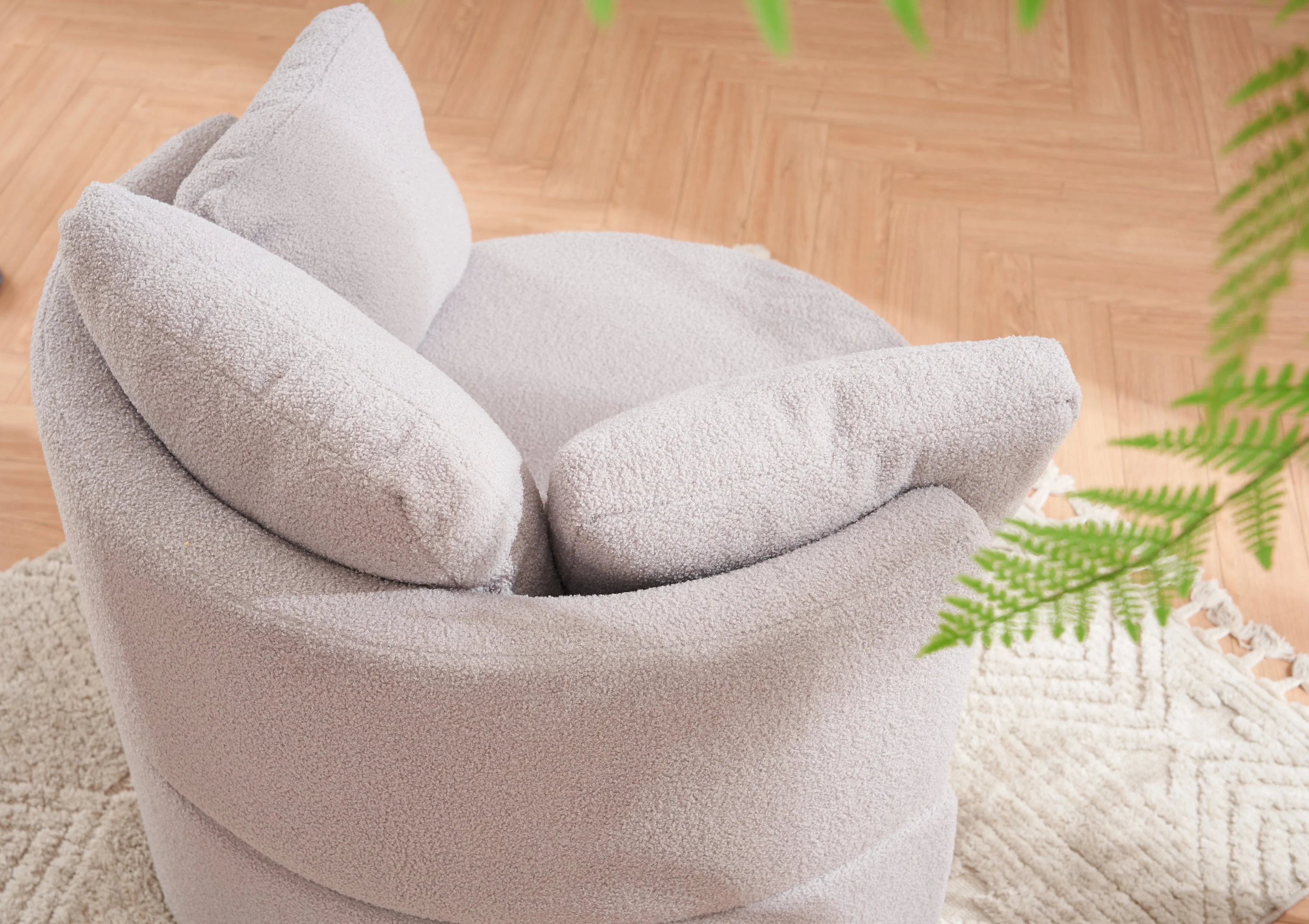 Teddy Fabric Swivel And Storage Chair With Back Cushion - Image 37