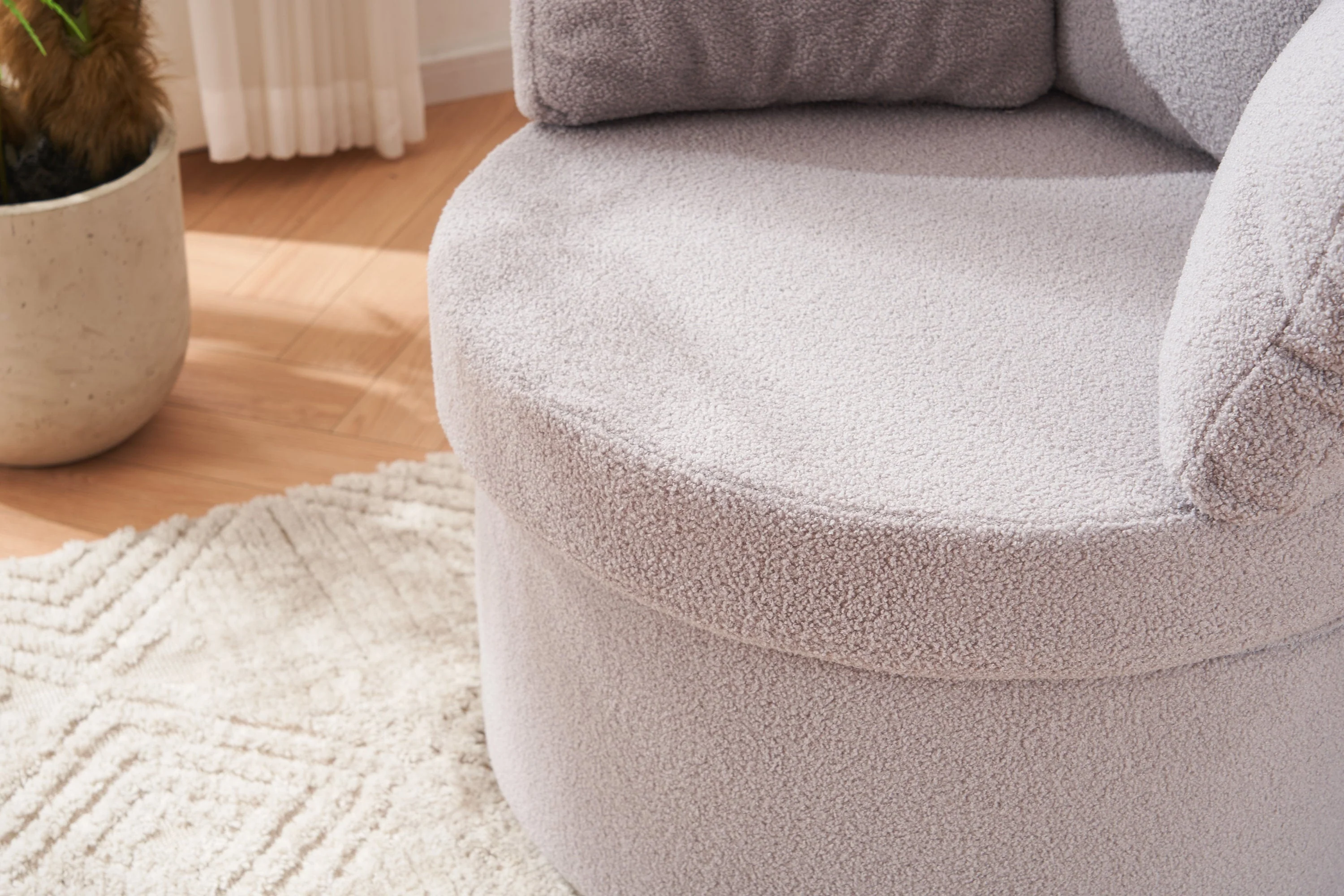 Teddy Fabric Swivel And Storage Chair With Back Cushion - Image 44