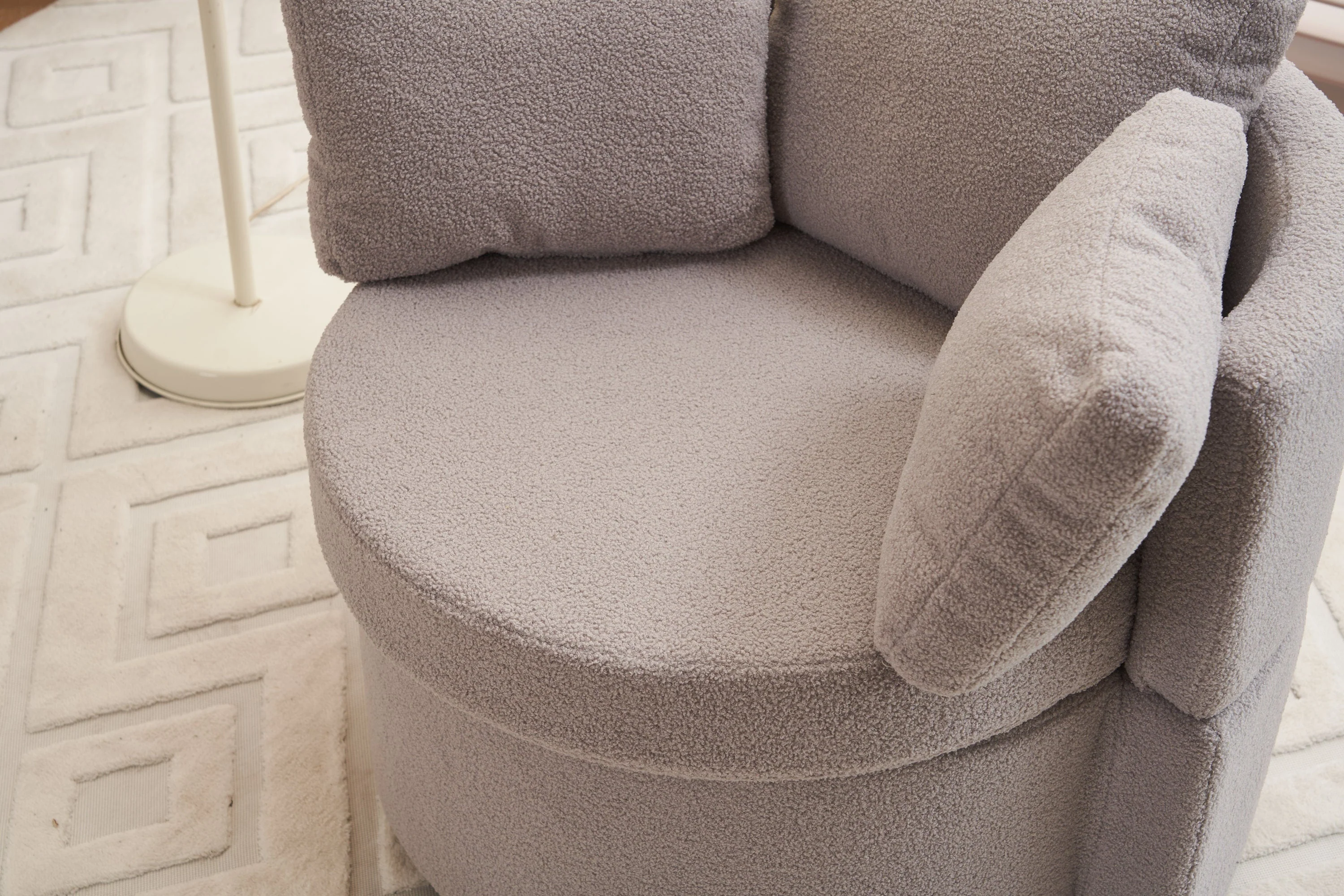 Teddy Fabric Swivel And Storage Chair With Back Cushion - Image 48