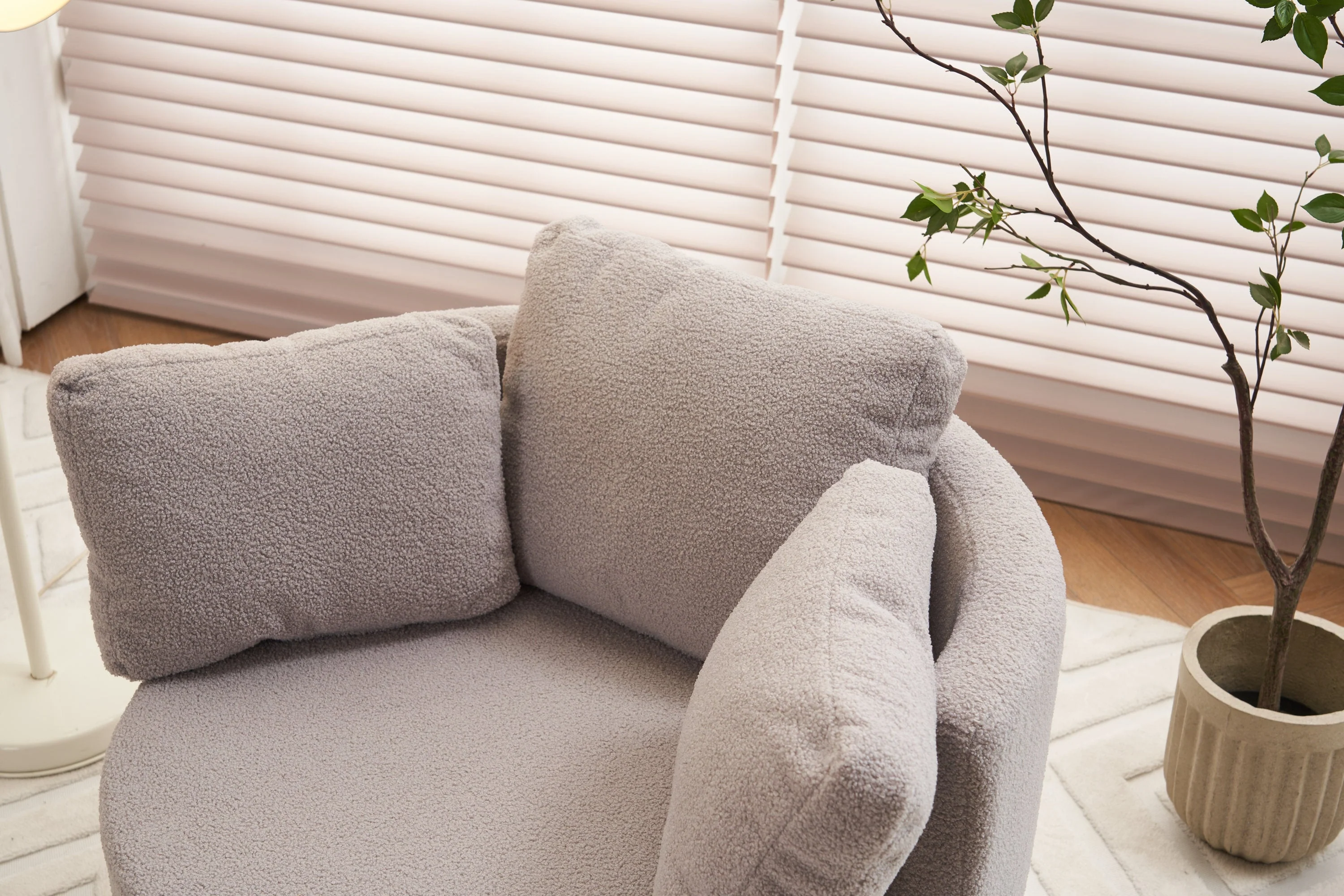 Teddy Fabric Swivel And Storage Chair With Back Cushion - Image 49