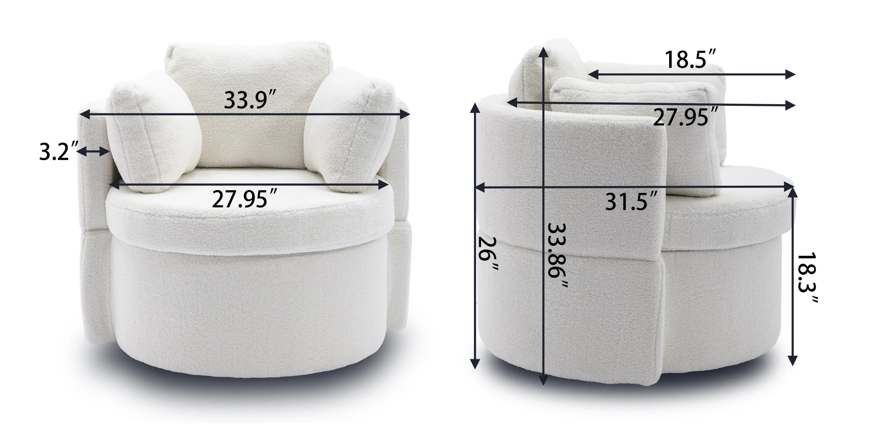 Teddy Fabric Swivel And Storage Chair With Back Cushion - Image 52