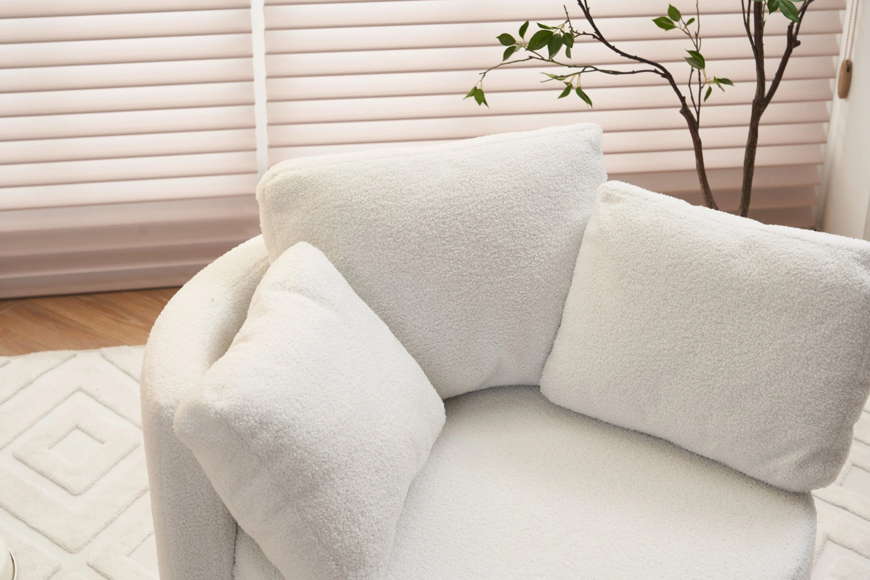 Teddy Fabric Swivel And Storage Chair With Back Cushion - Image 55