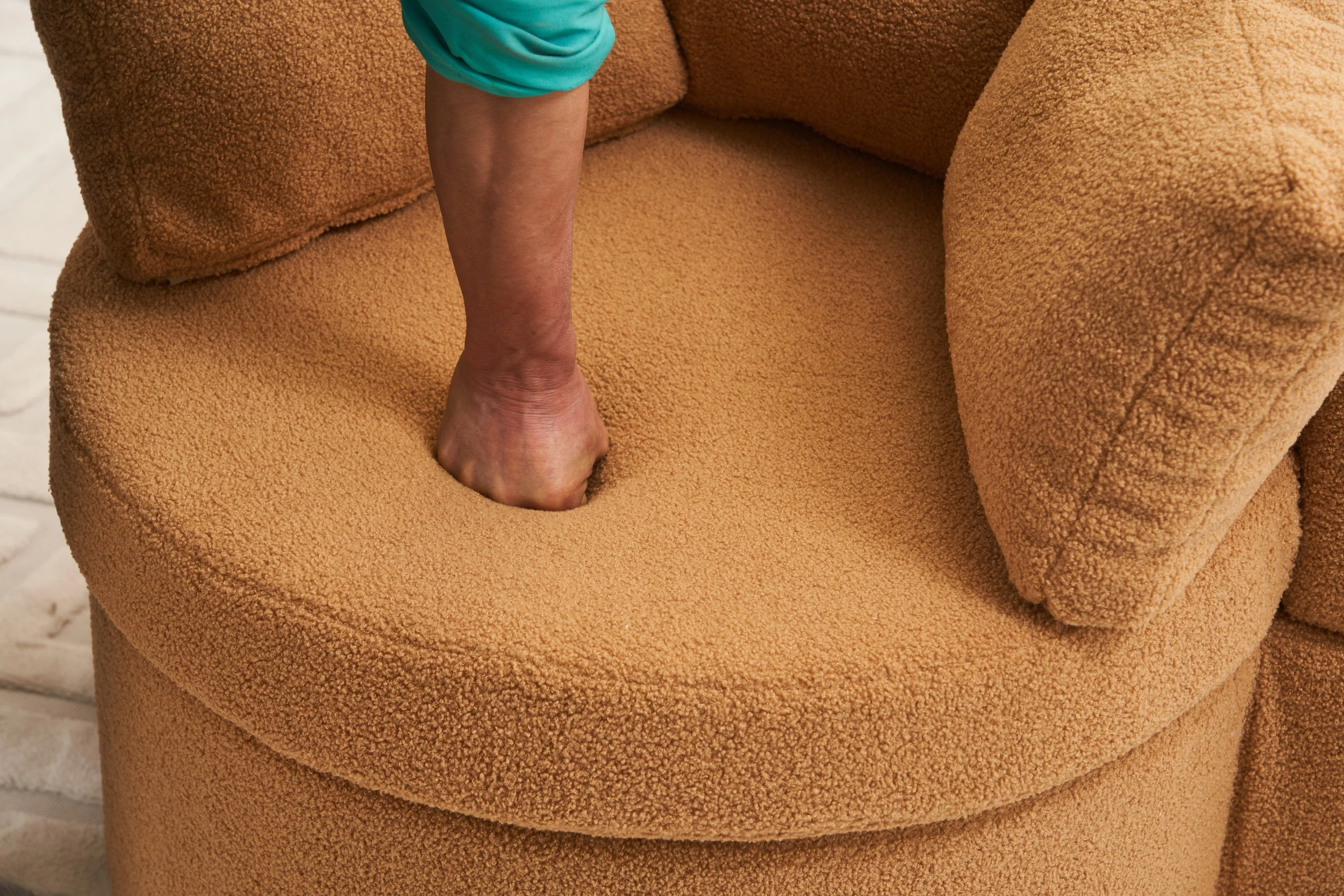 Teddy Fabric Swivel And Storage Chair With Back Cushion - Image 7