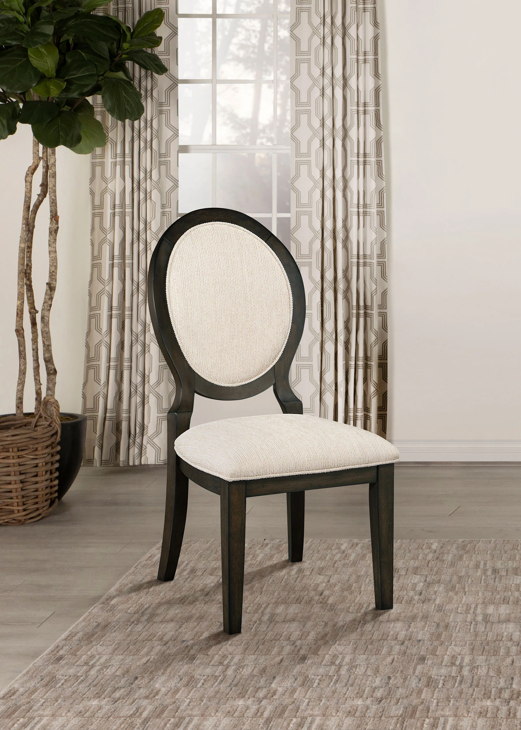Transitional Oval Dining Chairs, Set of 2 - Image 2