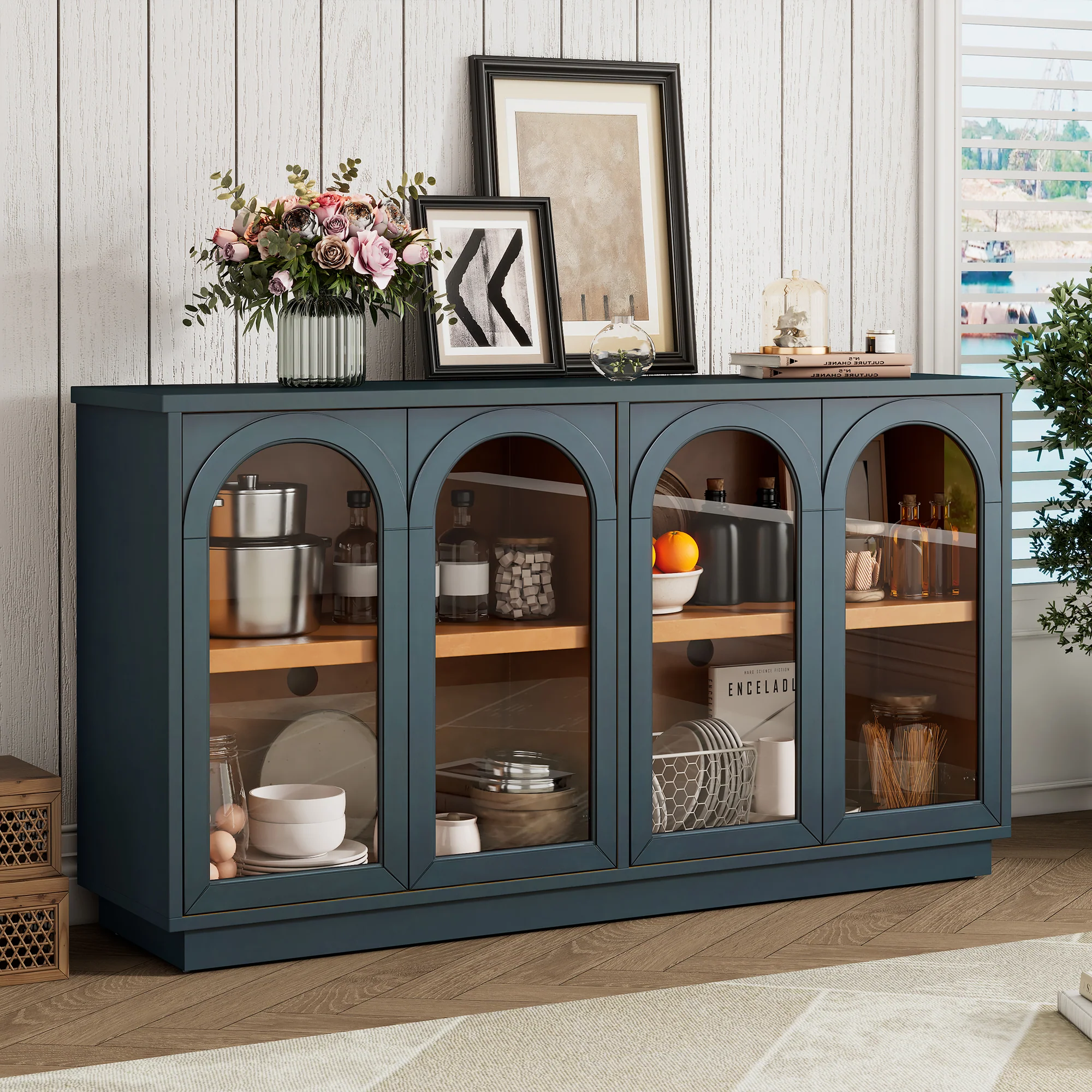 Arched Storage Cabinet with Glass Doors - Image 20