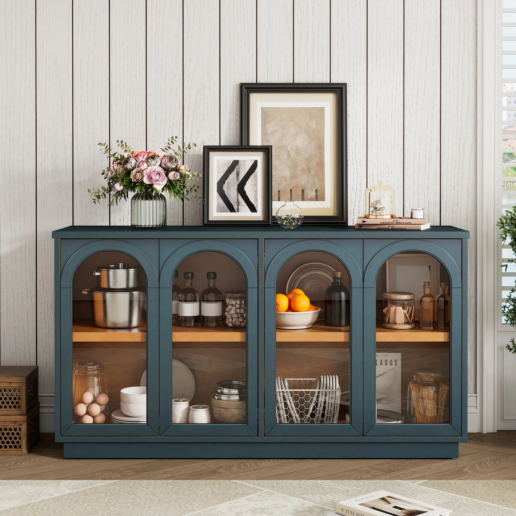 Arched Storage Cabinet with Glass Doors - Image 21