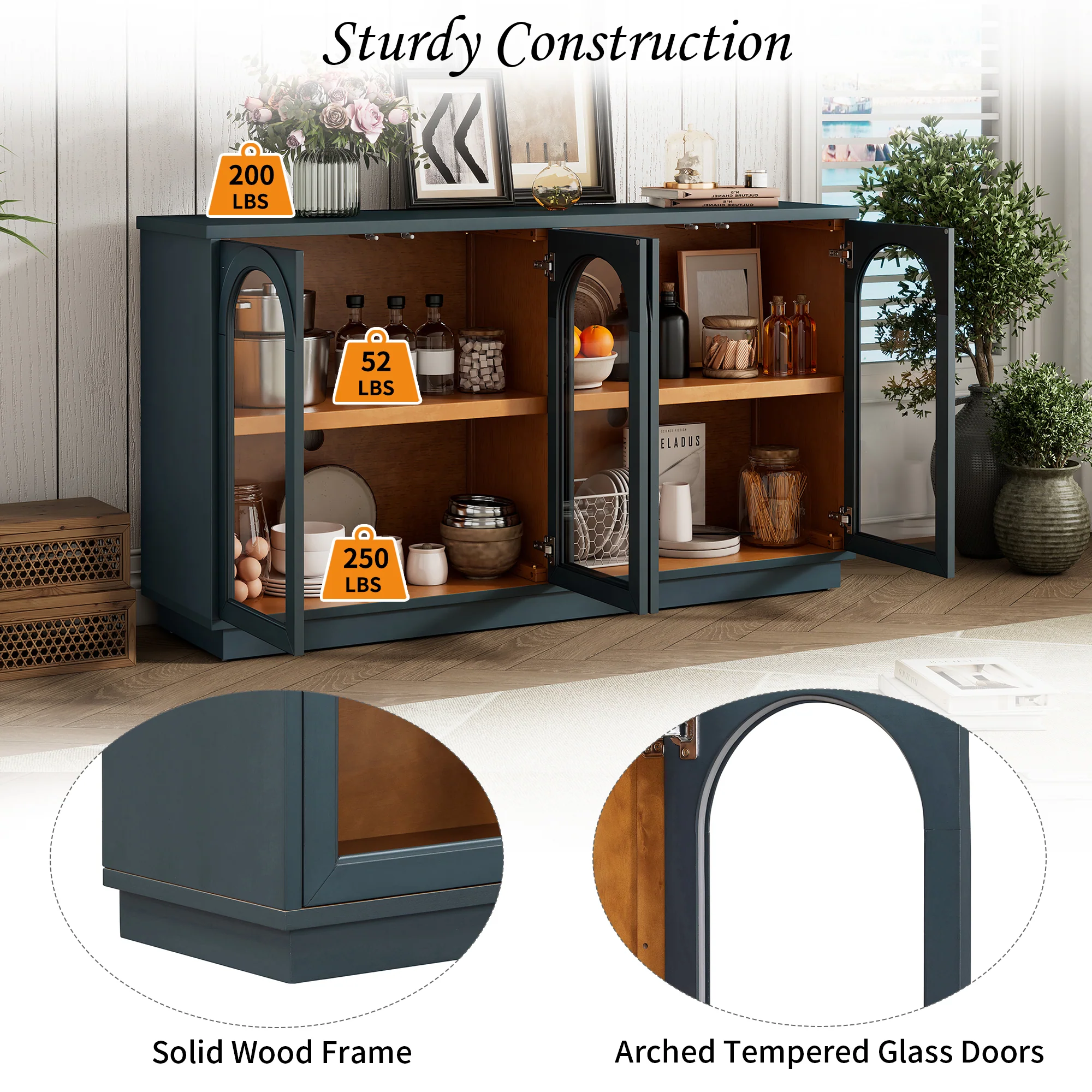 Arched Storage Cabinet with Glass Doors - Image 26