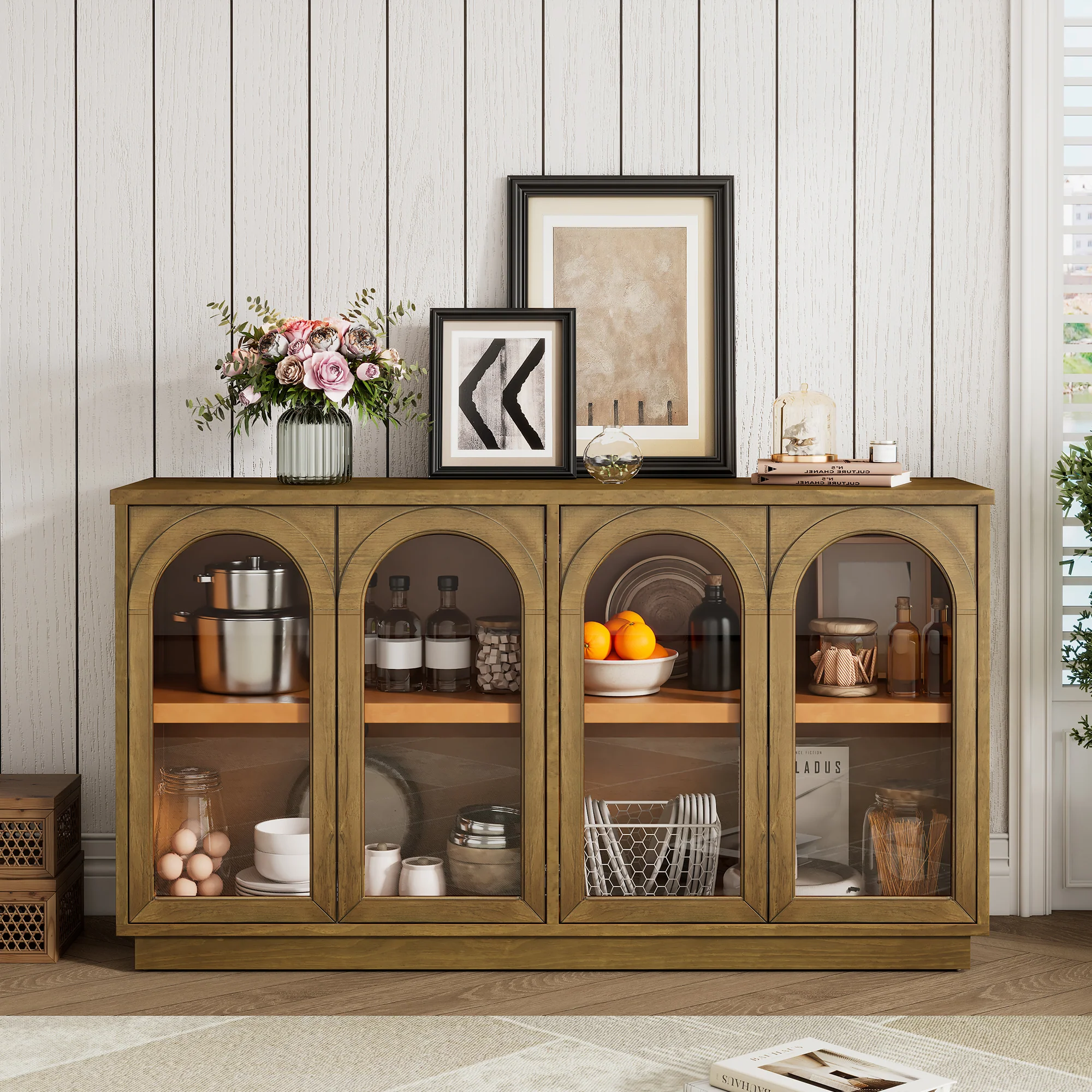 Arched Storage Cabinet with Glass Doors - Image 39