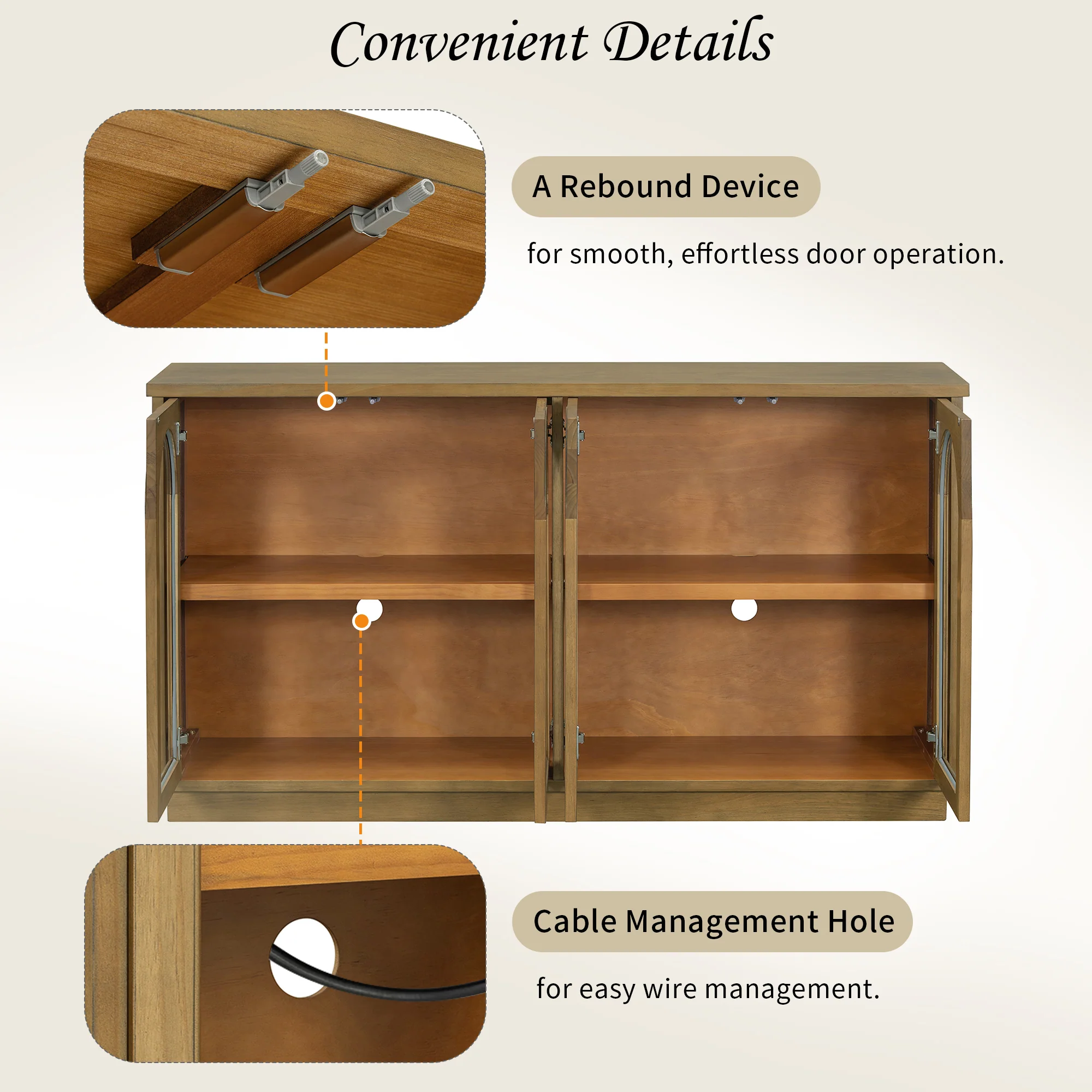 Arched Storage Cabinet with Glass Doors - Image 43