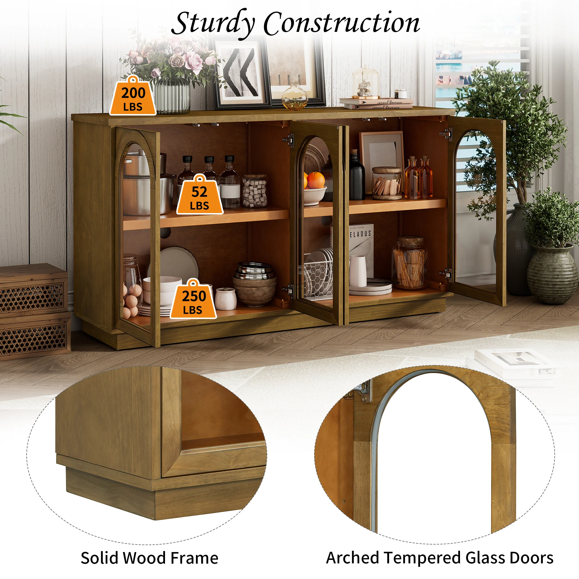 Arched Storage Cabinet with Glass Doors - Image 44