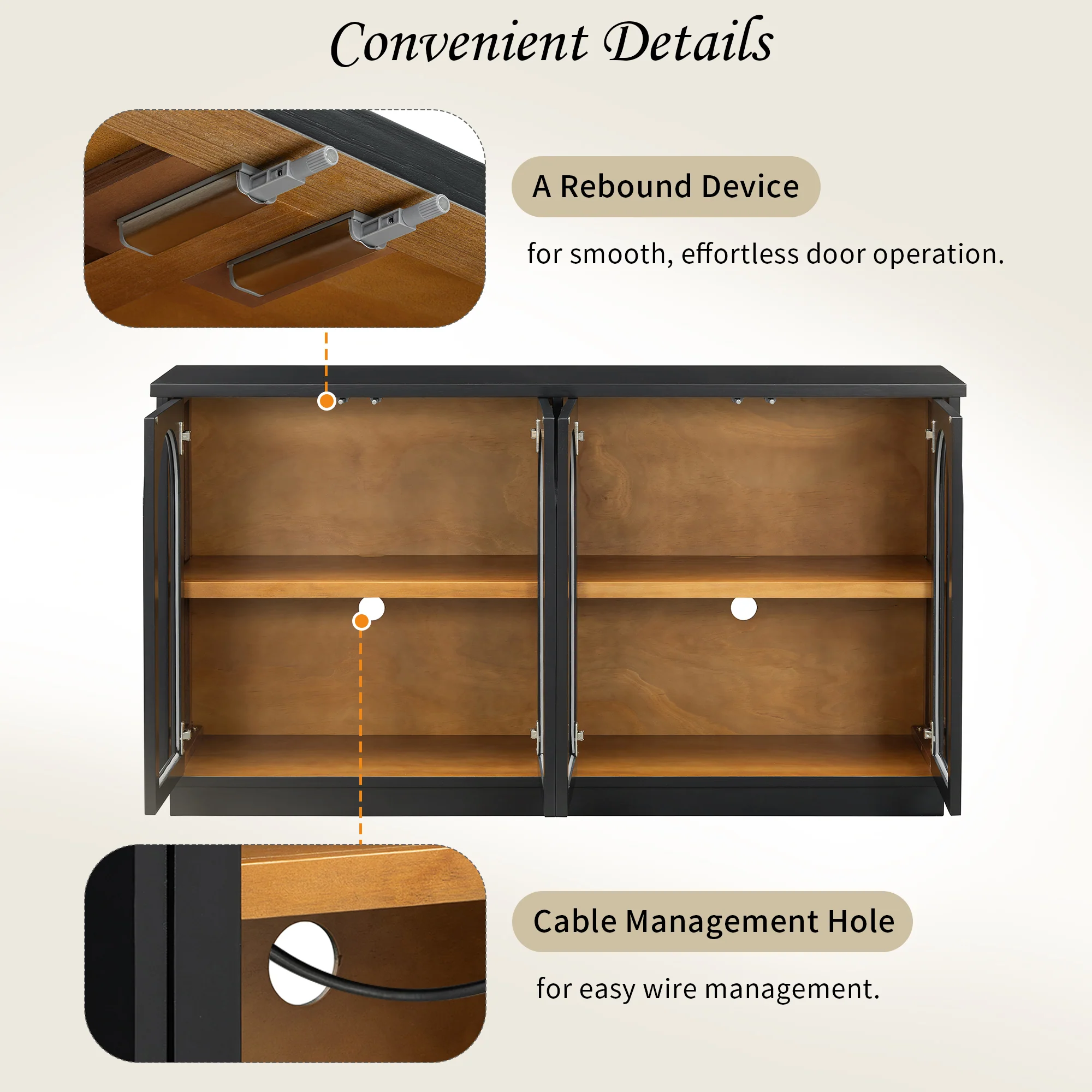 Arched Storage Cabinet with Glass Doors - Image 7