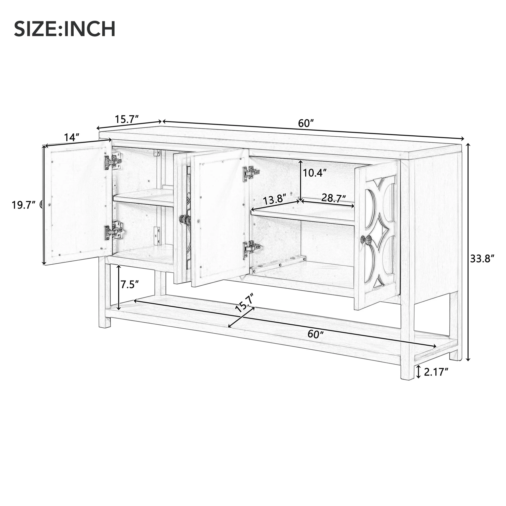 Mirrored Door Console Table - Image 7