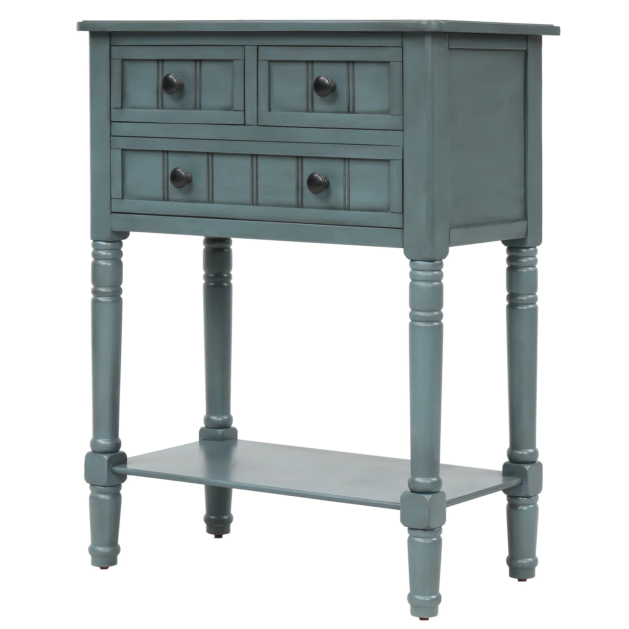 Trexm Navy Narrow Console Table, Slim Sofa Table with 3 Storage Drawers - Image 6
